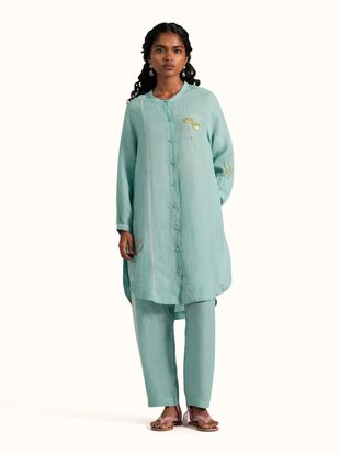 Blue Linen Handloom Co-Ord Set