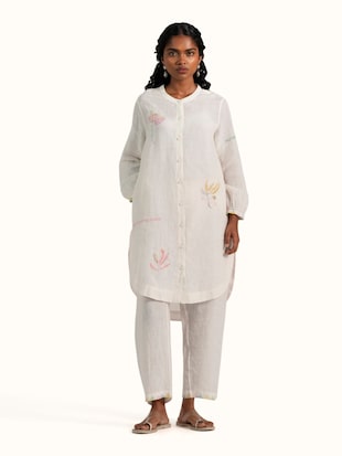 Off-white Linen Handloom Co-Ord Set