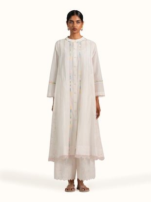 Off-white Cotton Silk Handloom Kurta Set