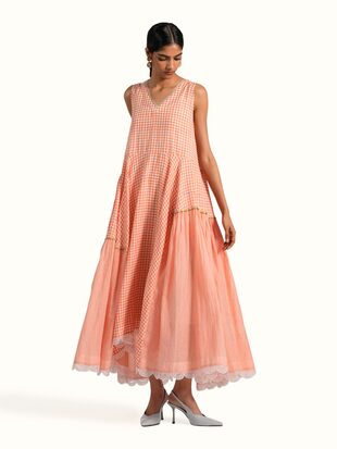 Pink Cotton Silk Handloom Dress