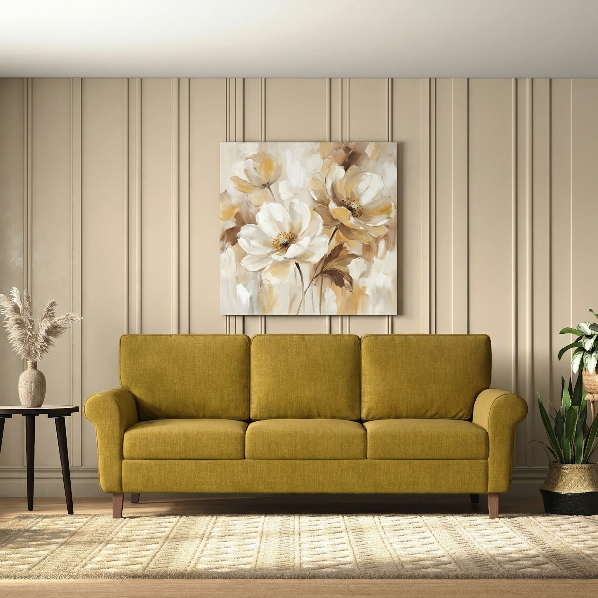 Oxford Sofa (Colour : Olive Green, Cushion : Soft, Seater : 3+2+1)