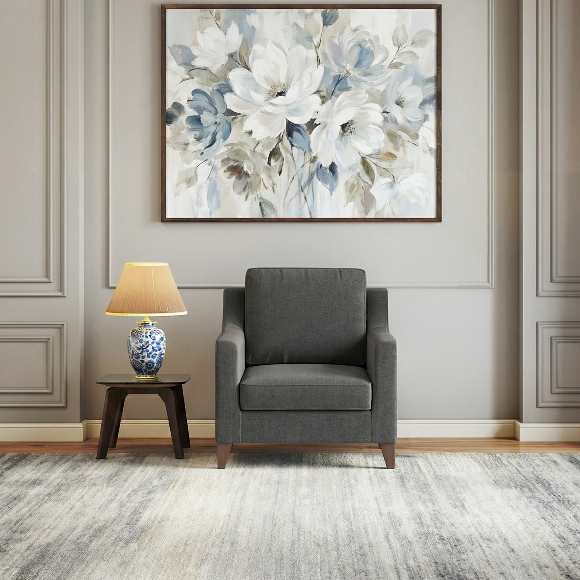 Abbey 1 Seater Fabric Sofa in Steel Colour