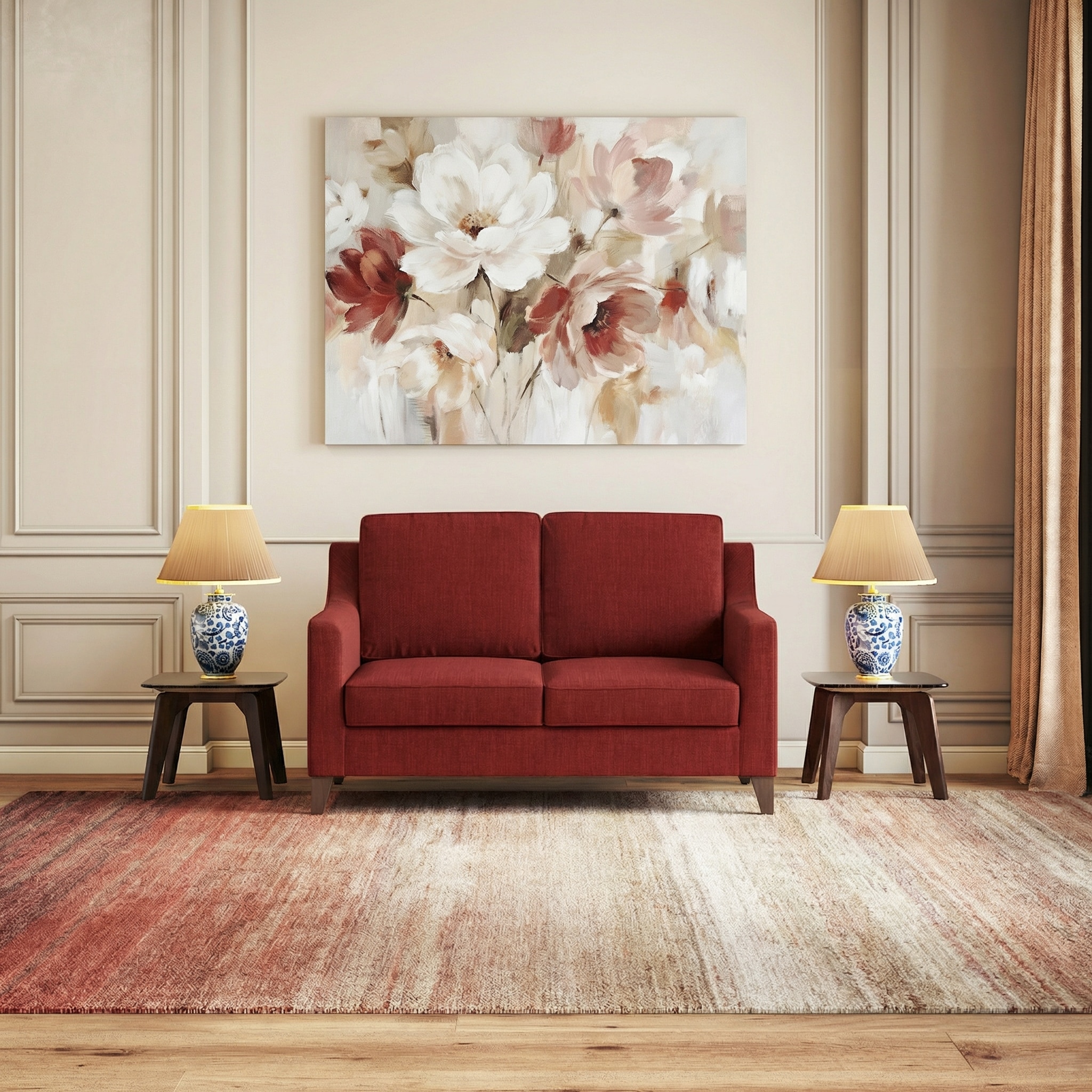 Abbey 2 Seater Fabric Sofa in Salsa Red Colour