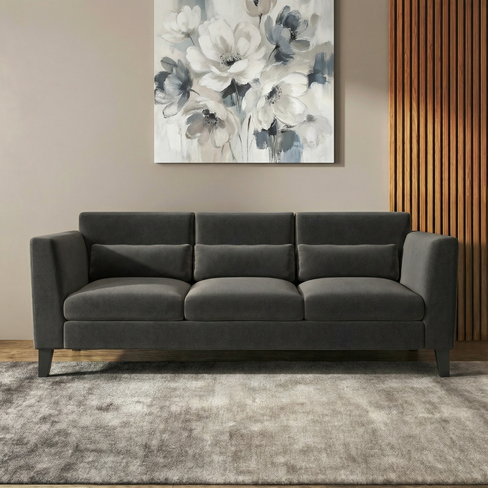 Lewis Sofa Set (Colour : Pebble Grey, Cushion : Hard, Seater : 3+2+1)