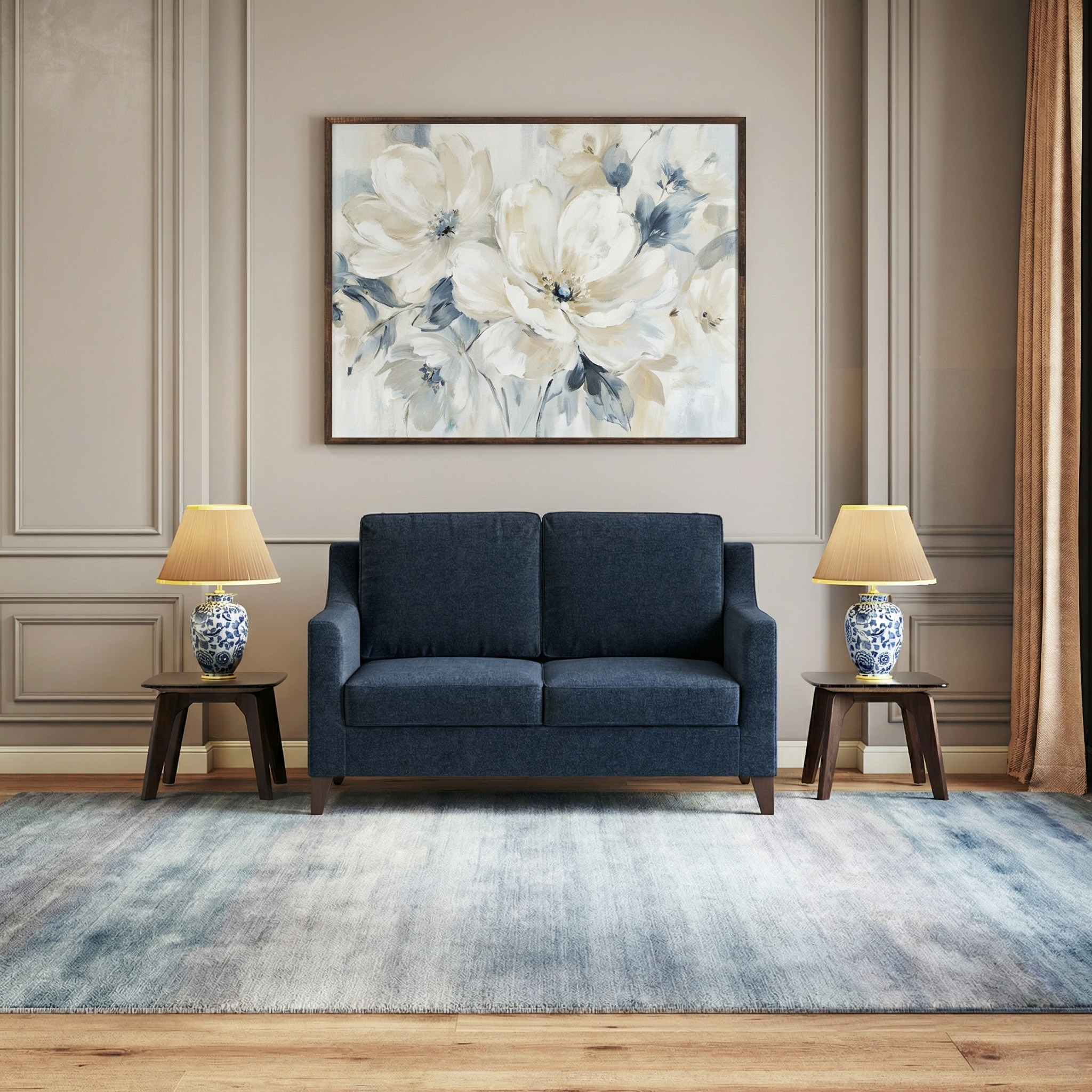 Abbey Sofa Set (Colour : Cobalt, Cushion : Soft, Seater : 2+1+1)