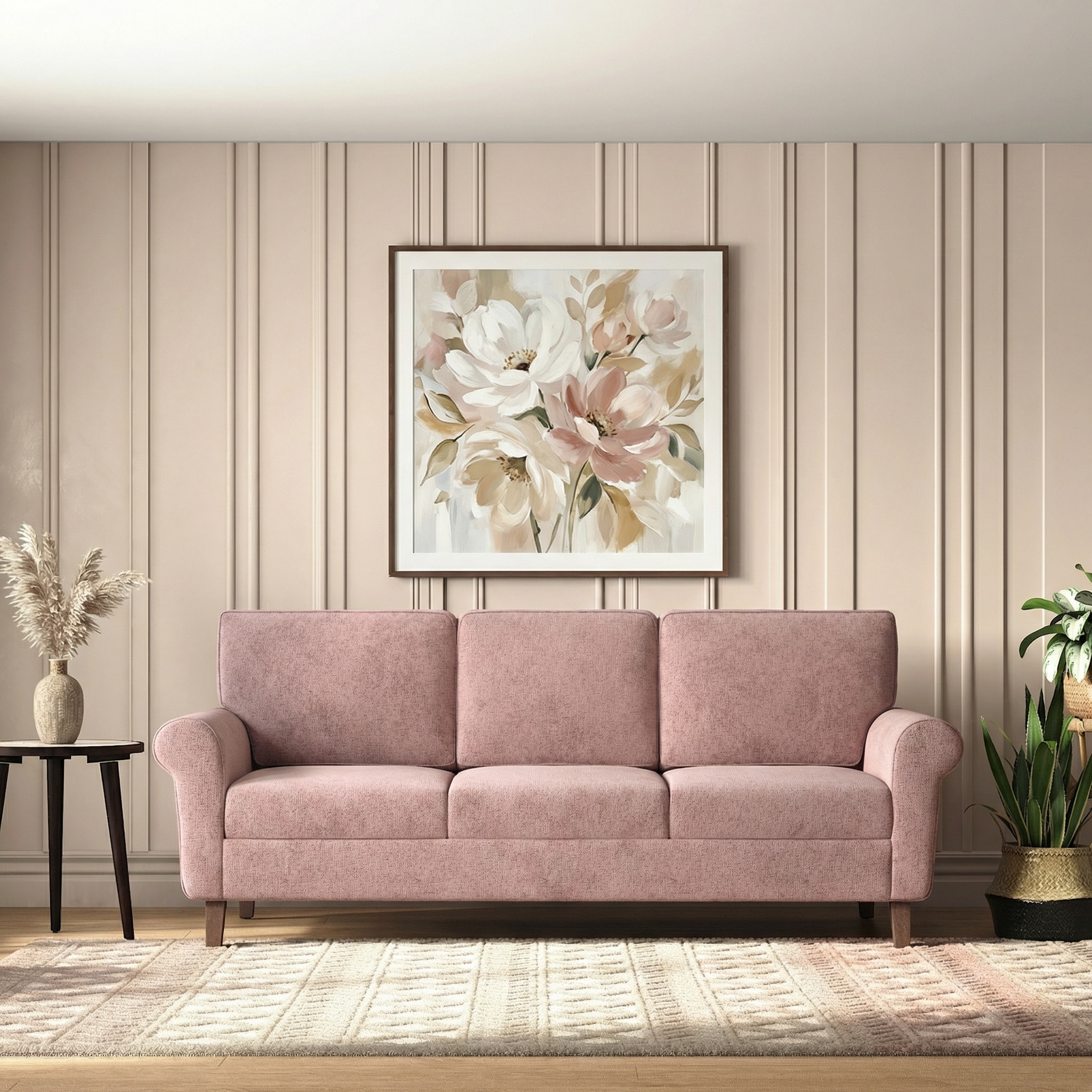 Oxford 3 Seater Fabric Sofa In Desert Rose Colour