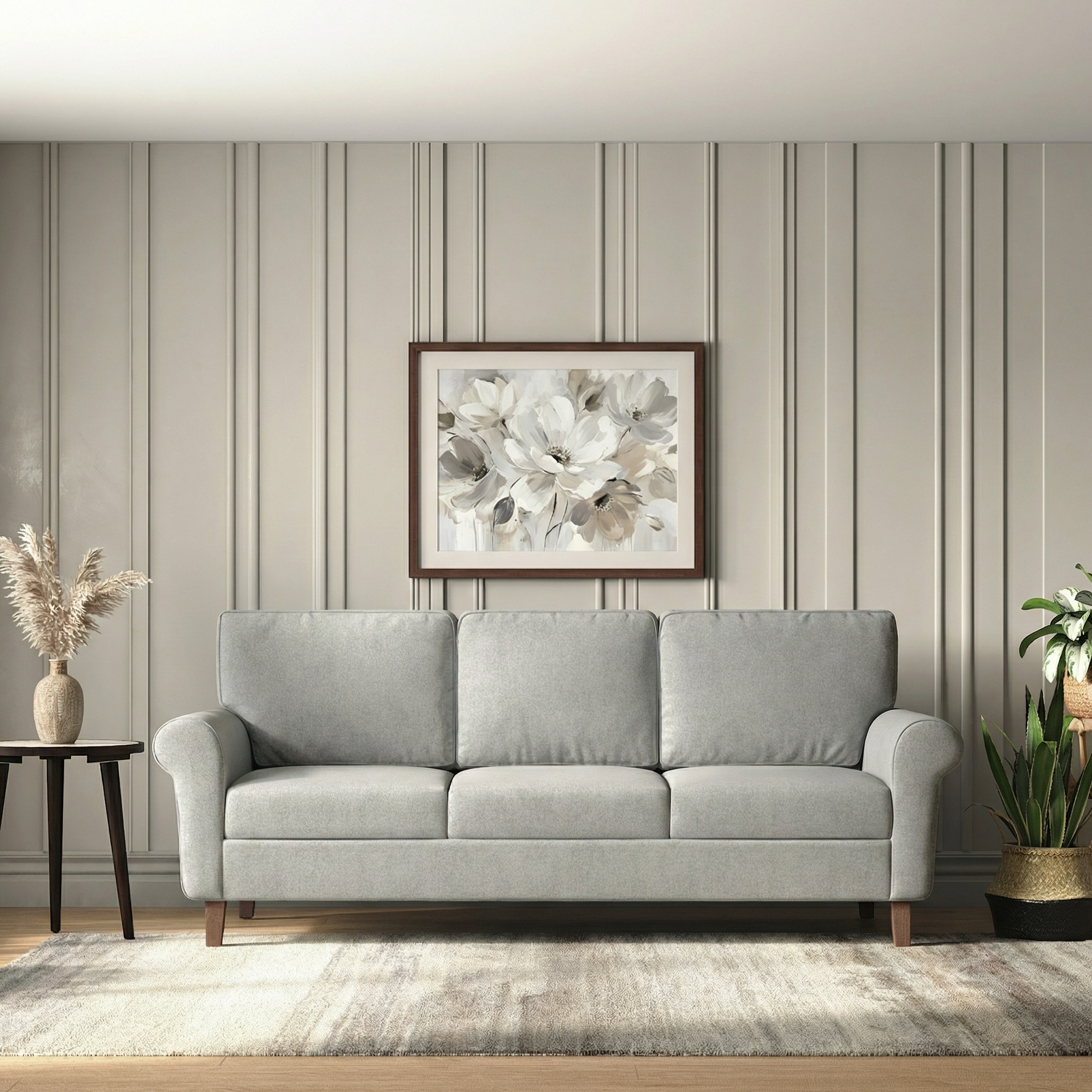 Oxford 3 Seater Fabric Sofa in Vapour Grey Colour