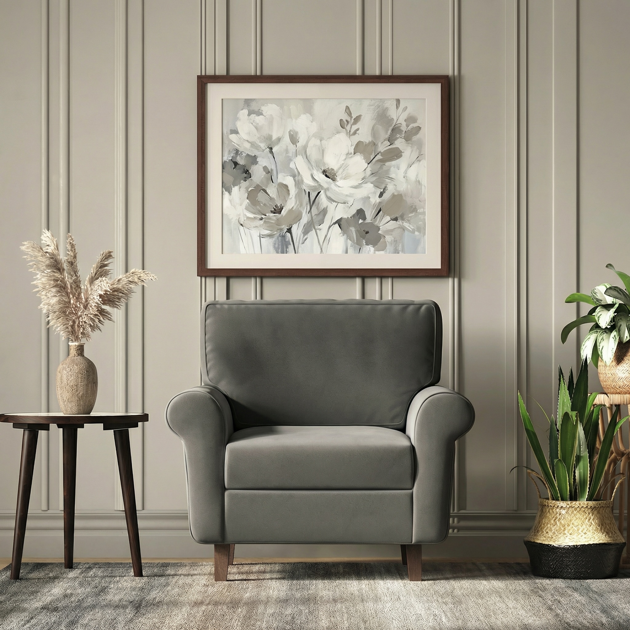 Oxford 1 Seater Fabric Sofa in Ash Grey Velvet Colour