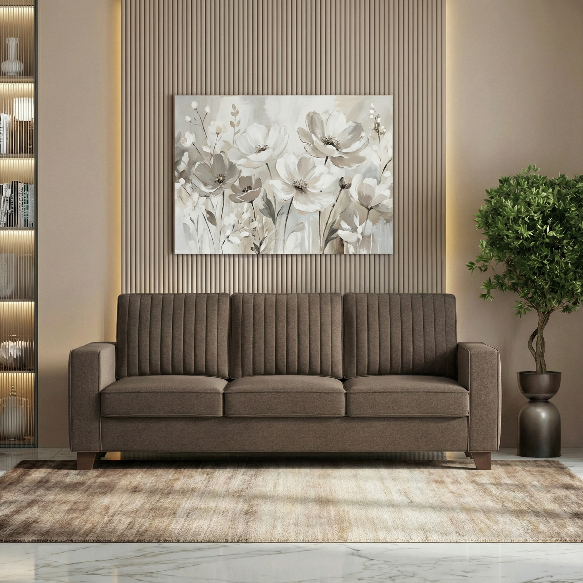 Apollo Neo 3 Seater Fabric Sofa in Daschund Brown Colour (Back Height : Regular, Cushion Type : Soft)