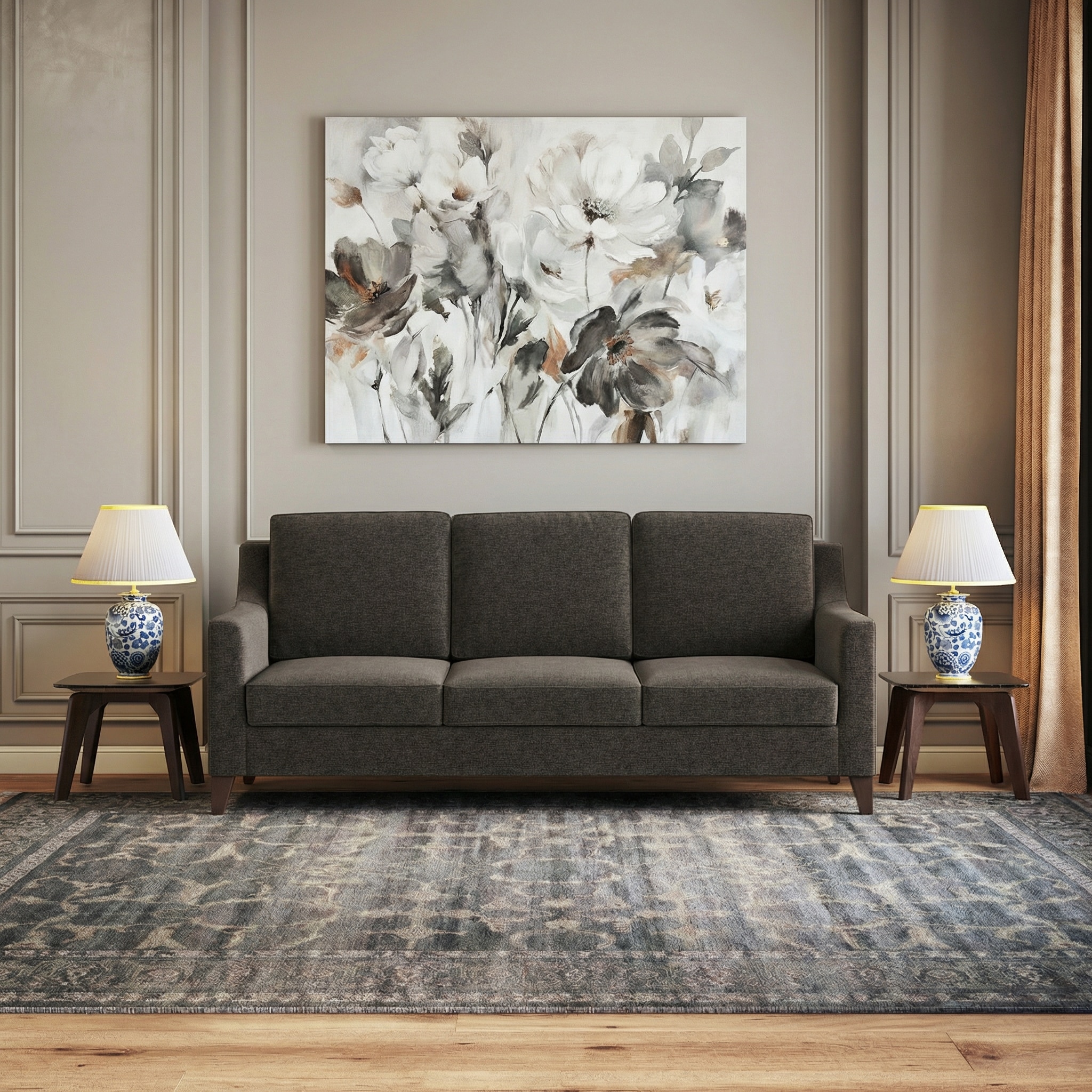 Abbey 3 Seater Fabric Sofa in Smoke Colour