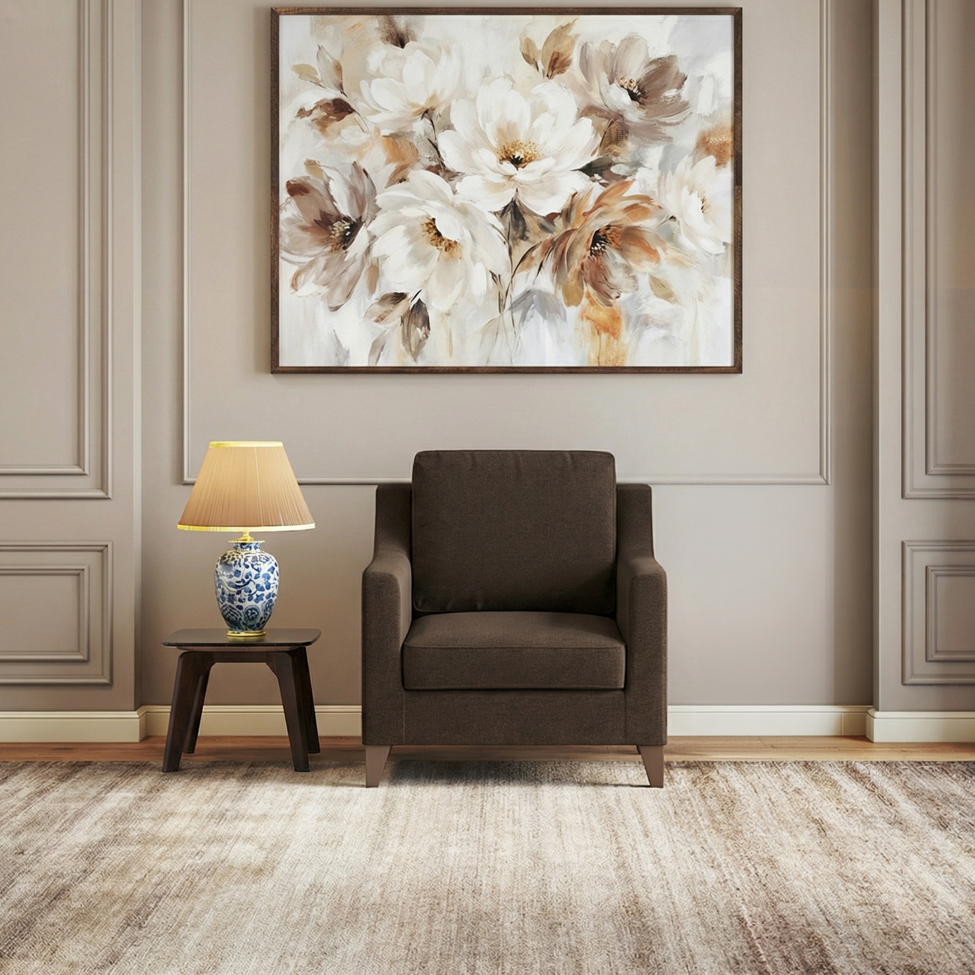 Abbey 1 Seater Fabric Sofa in Daschund Brown Colour