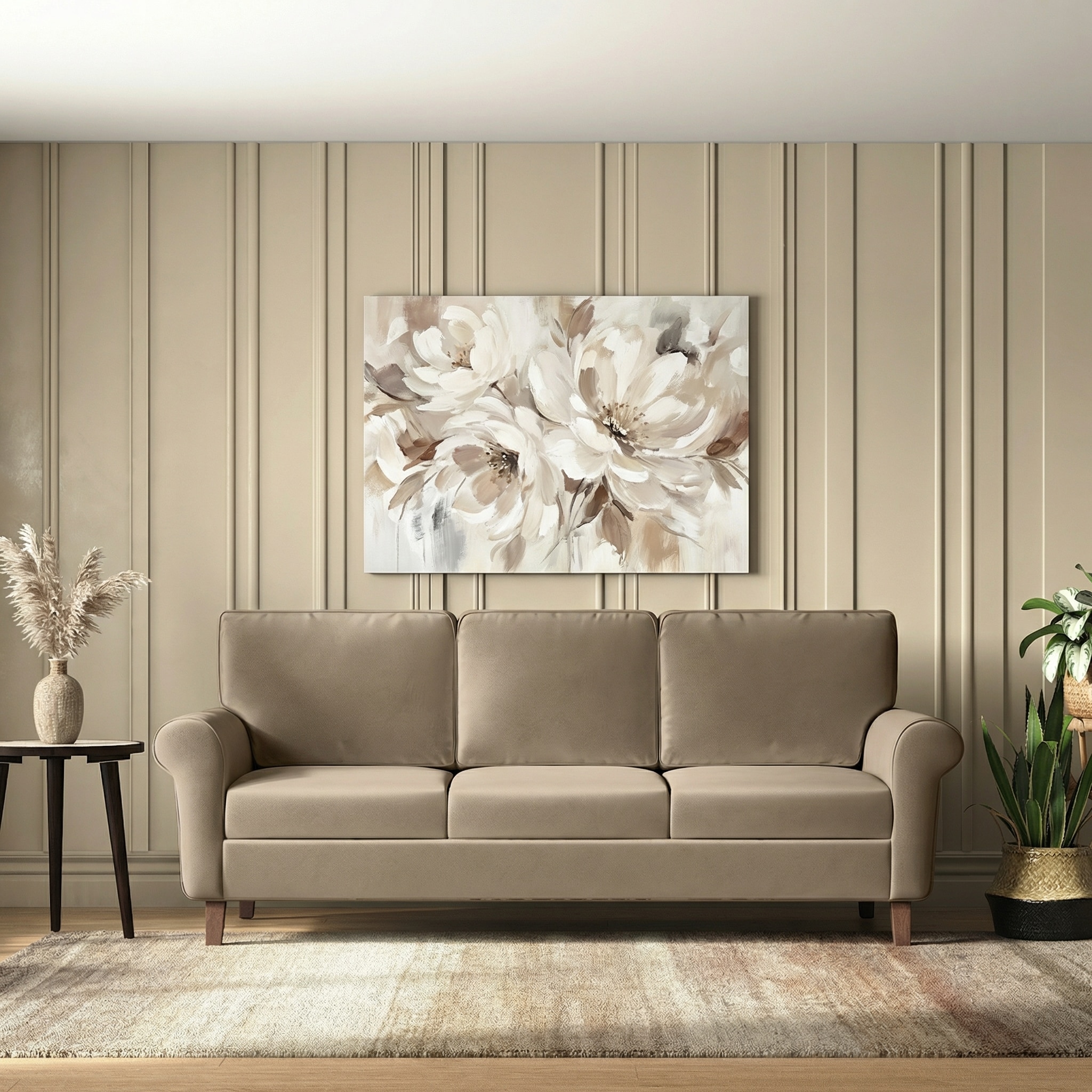 Oxford 3 Seater Fabric Sofa in Fawn Velvet Colour