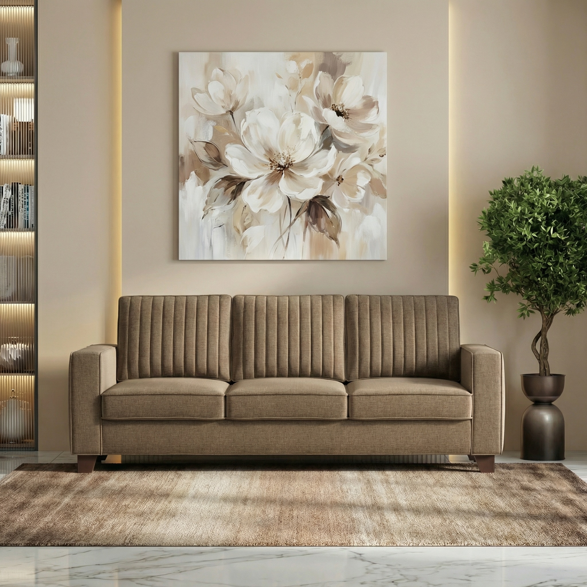 Apollo Neo 3 Seater Fabric Sofa in Dune Colour (Back Height : Regular, Cushion Type : Soft)