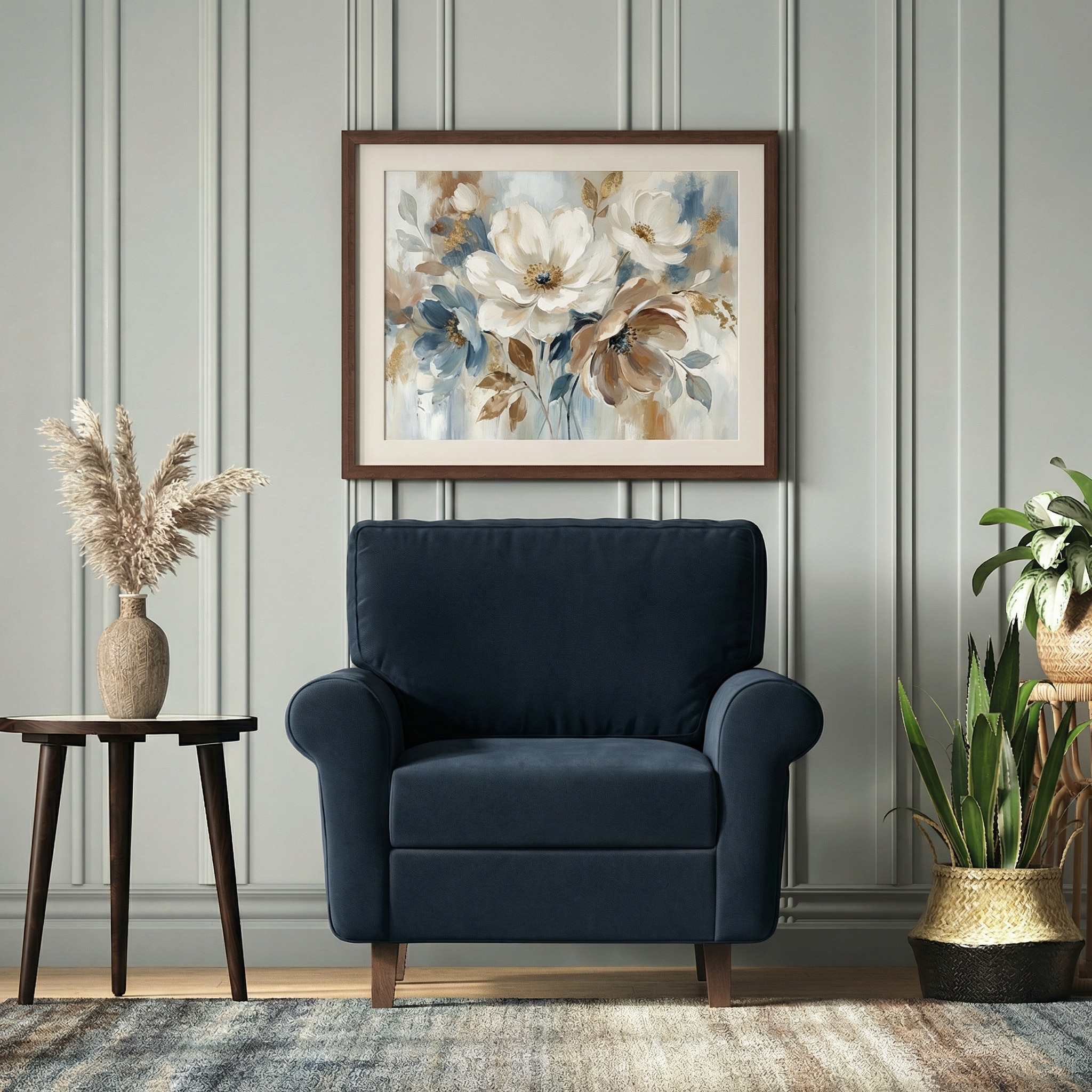 Oxford 1 Seater Fabric Sofa in Sea Port Blue Velvet Colour