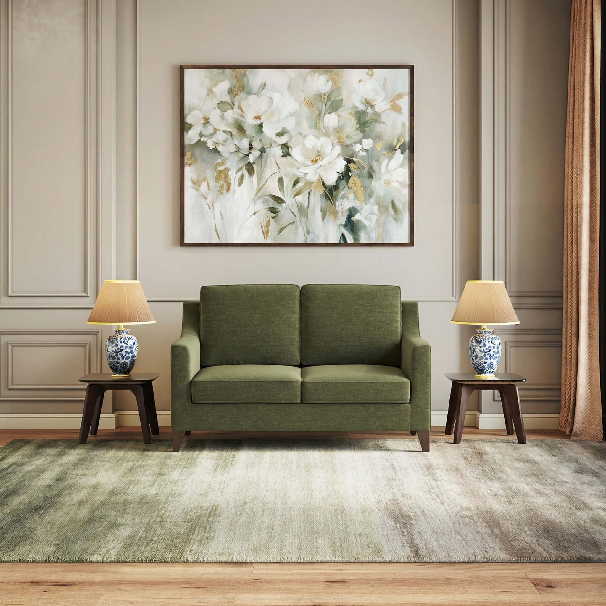 Abbey Sofa (Colour : Moss Green, Cushion : Soft, Seating Capacity : 2 Seater)