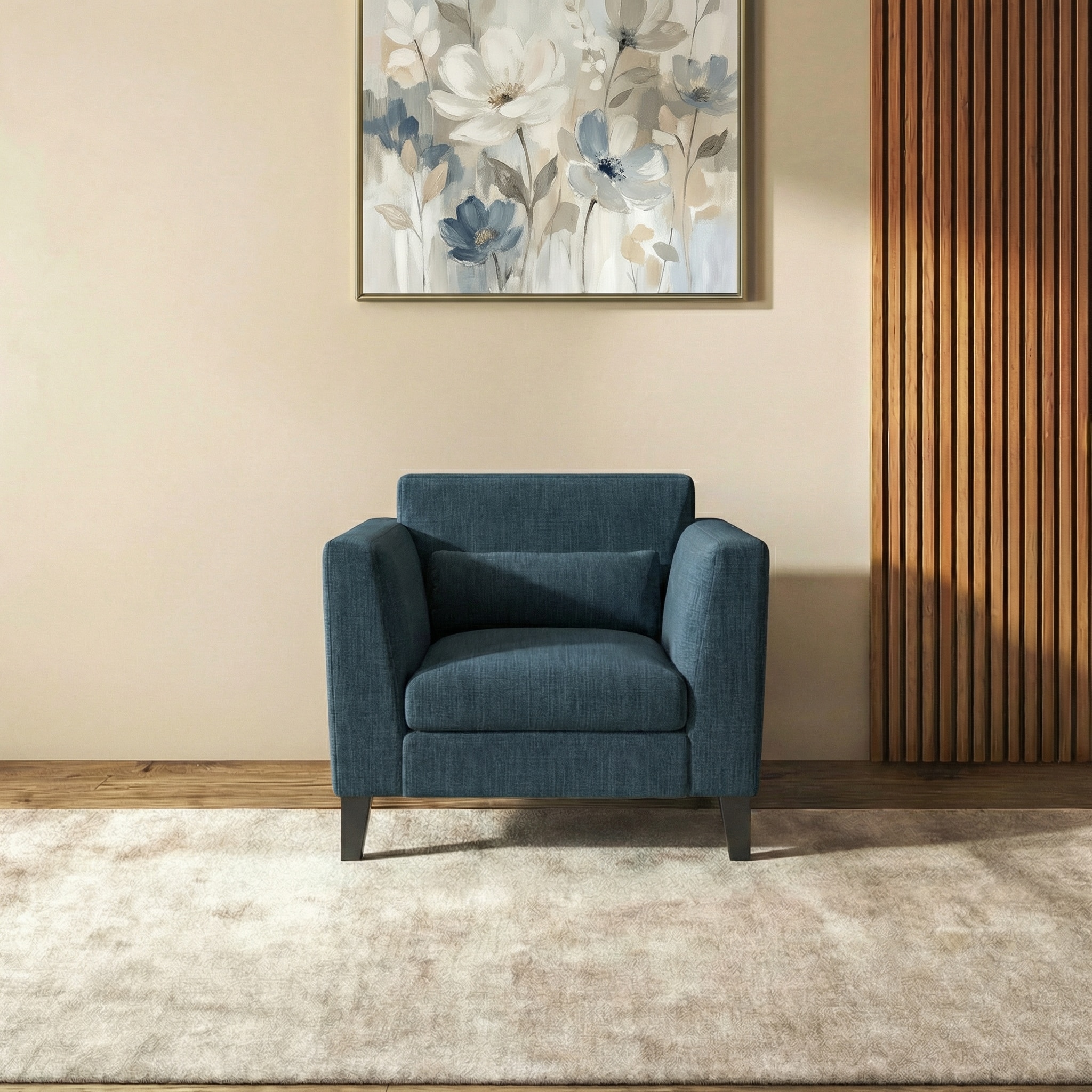 Lewis 1 Seater Fabric Sofa in Indigo Blue Colour