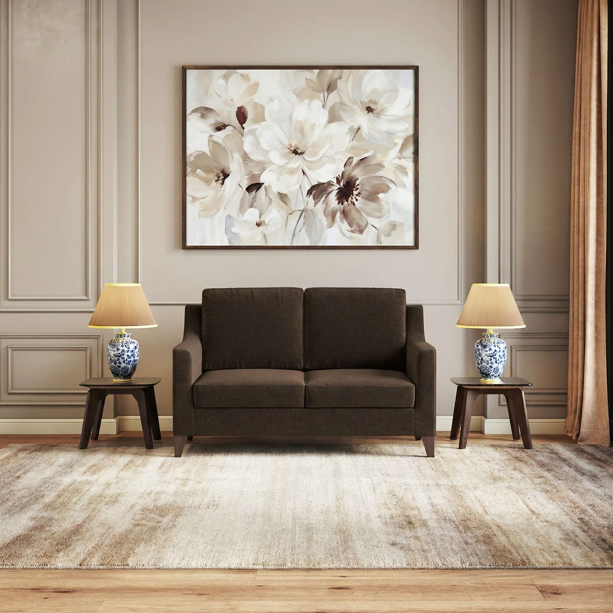 Abbey Sofa Set (Colour : Dark Earth, Cushion : Hard, Seater : 2+1+1)