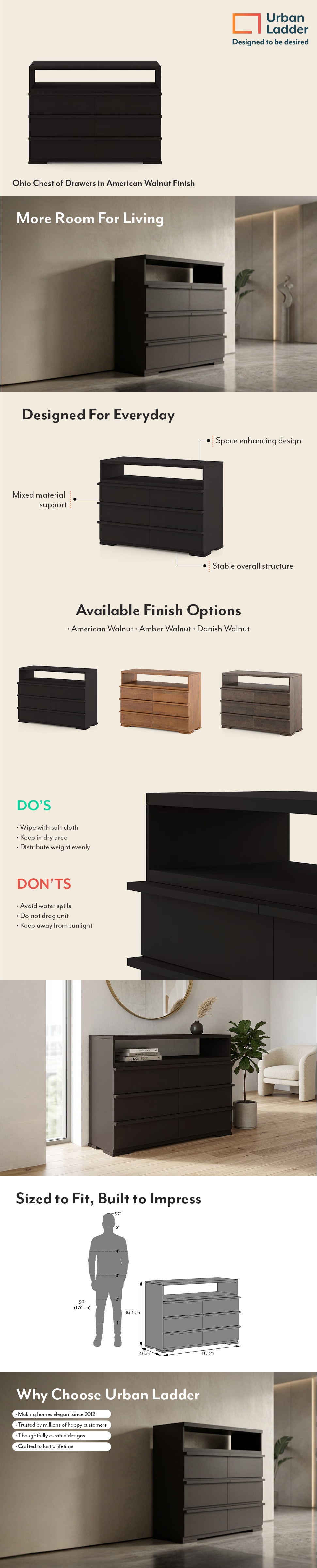Ohio Chest of Drawers in American Walnut Finish