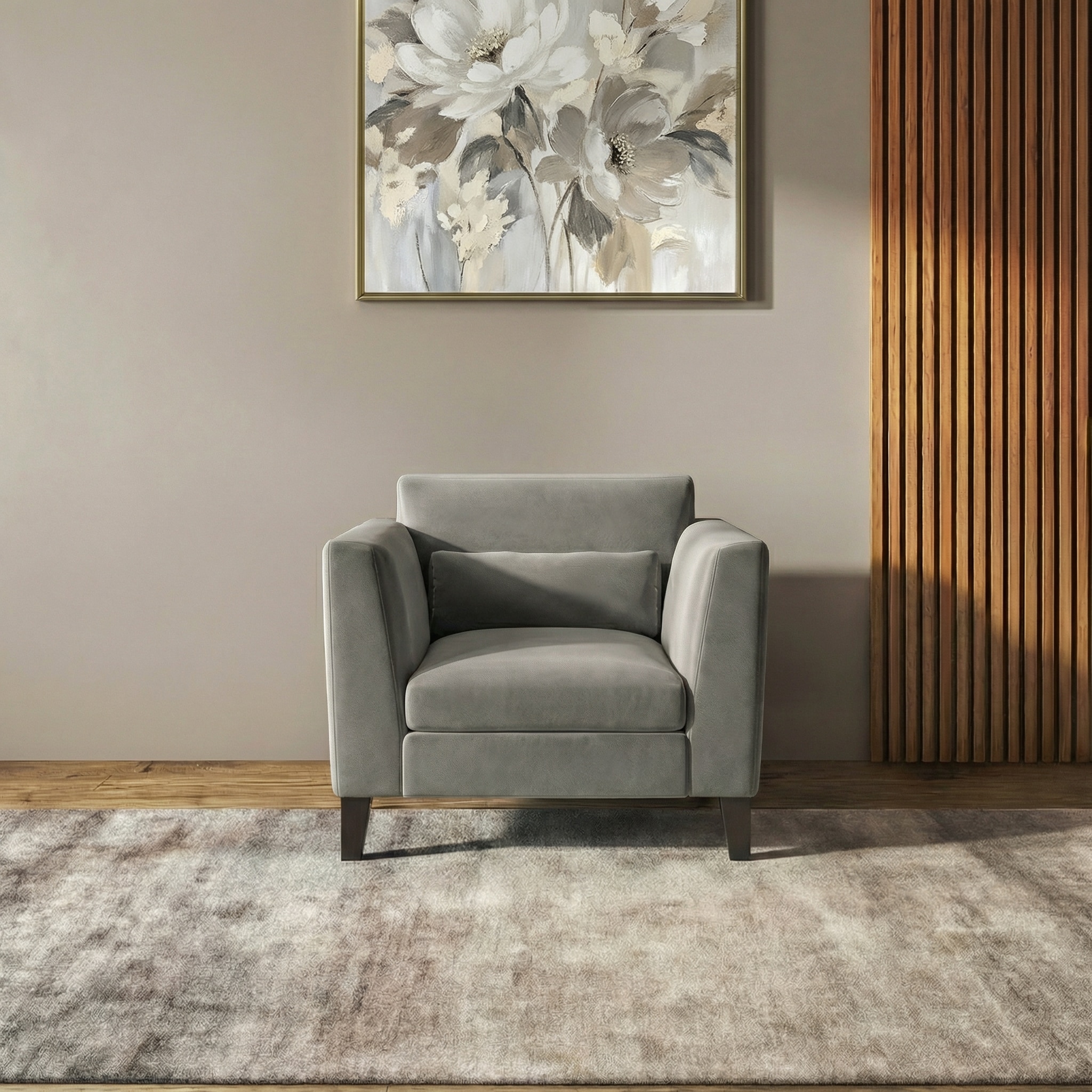 Lewis 1 Seater Fabric Sofa in Vapour Grey Colour