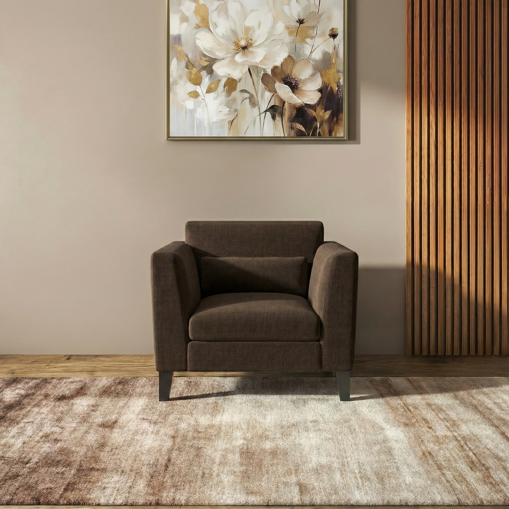 Lewis 1 Seater Fabric Sofa in Dark Earth Colour