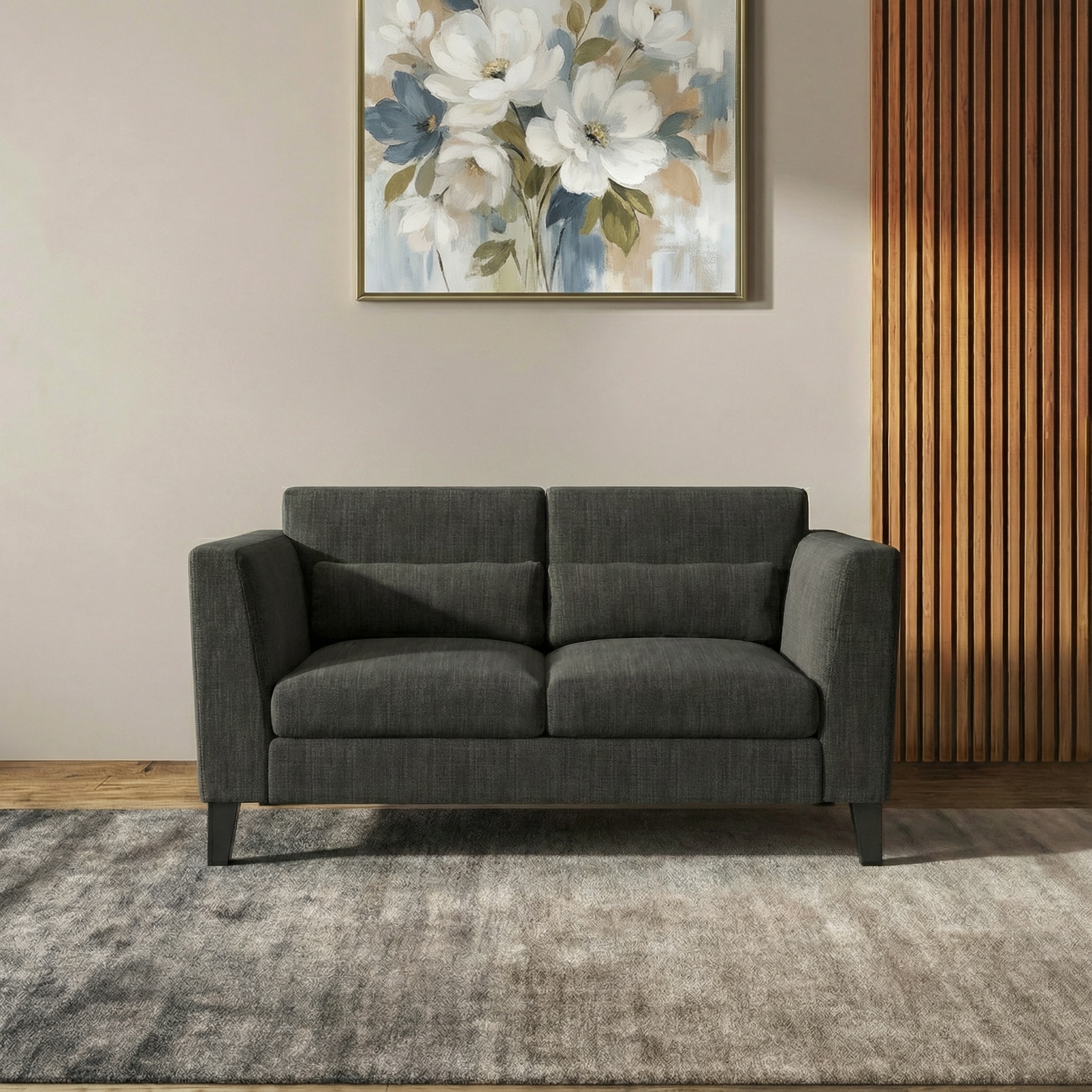 Lewis 2 Seater Fabric Sofa in Graphite Grey Colour