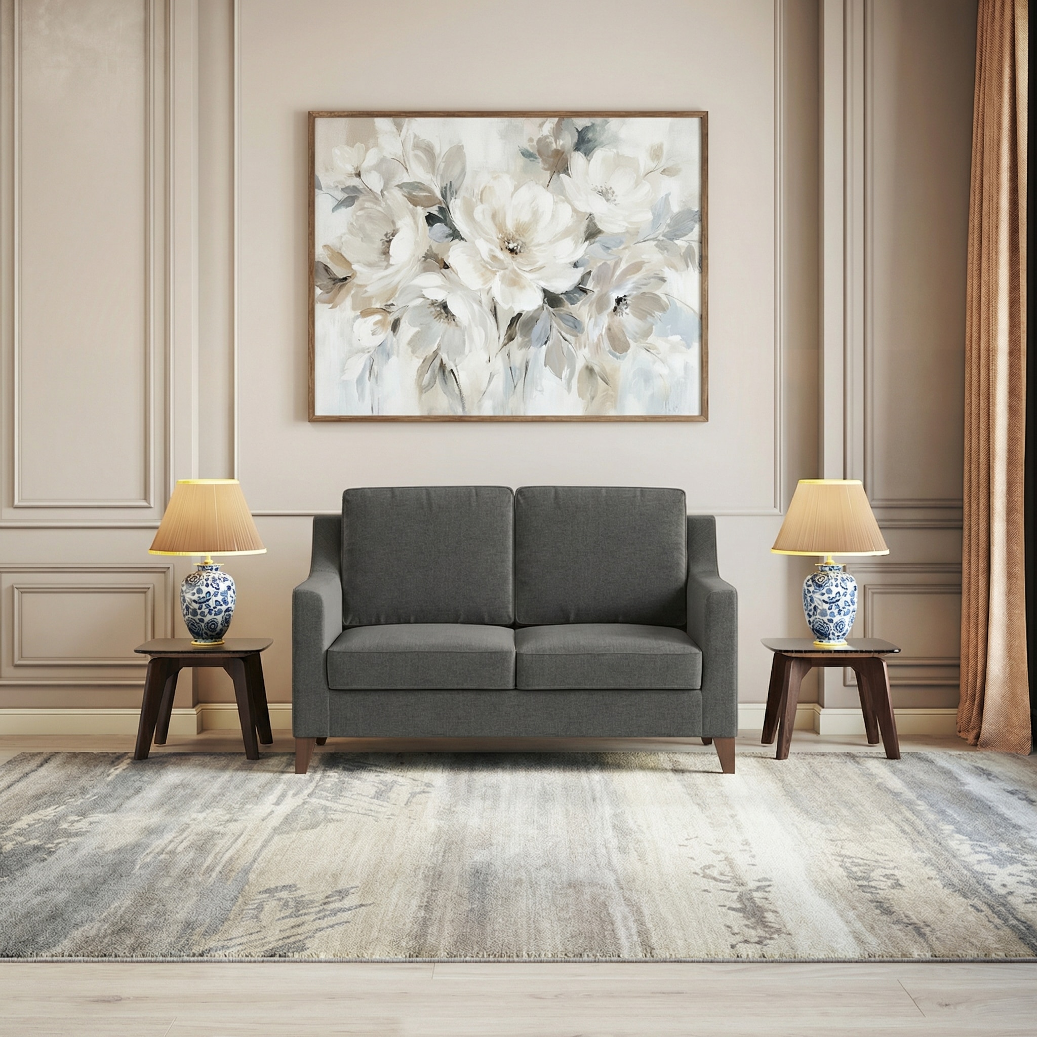 Abbey Sofa Set (Colour : Steel Grey, Cushion : Soft, Seater : 2+1+1)