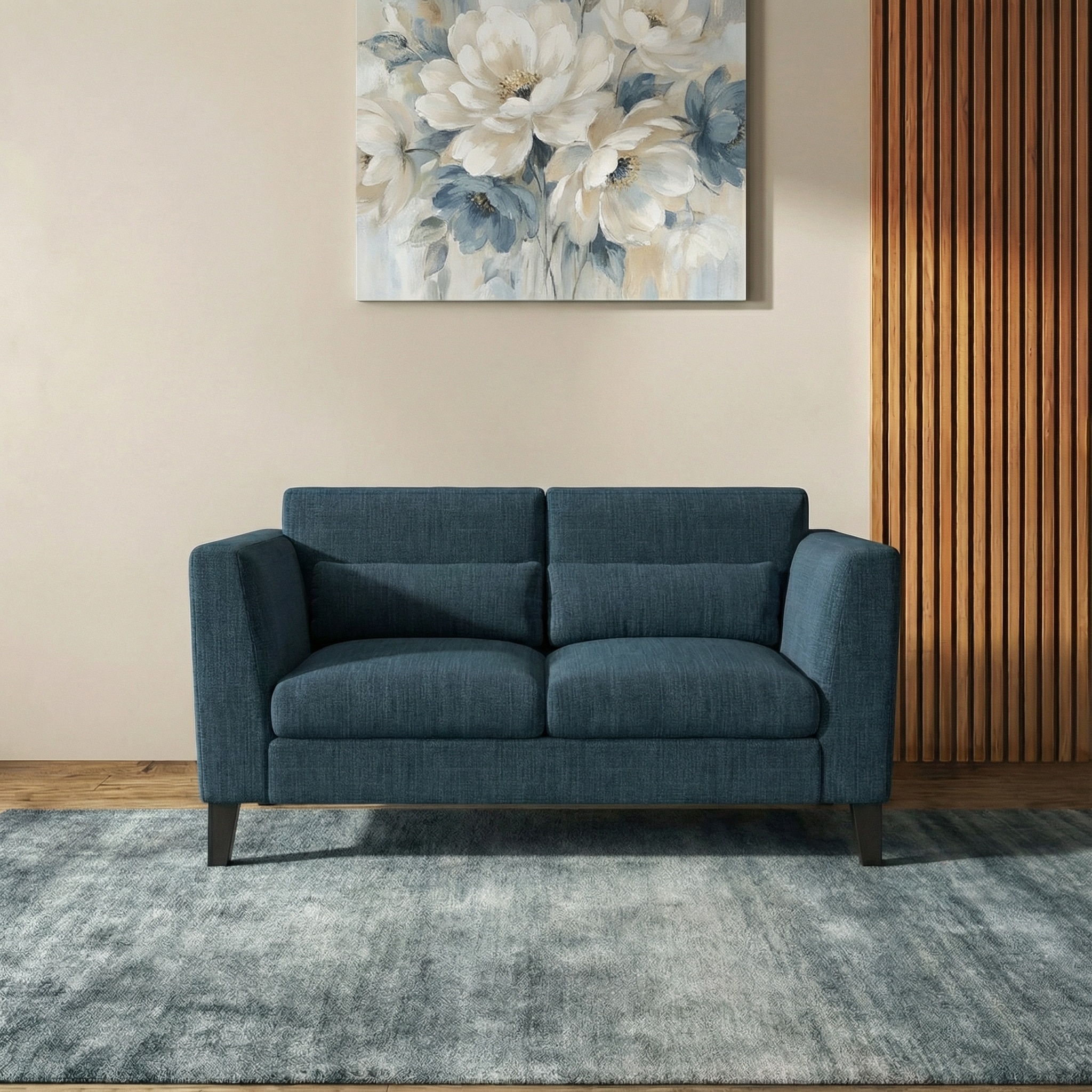Lewis 2 Seater Fabric Sofa in Indigo Blue Colour