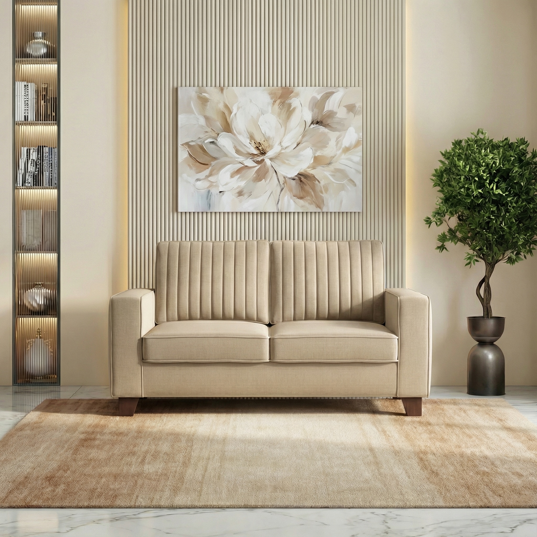 Apollo Neo 2 Seater Fabric Sofa In Pearl Colour