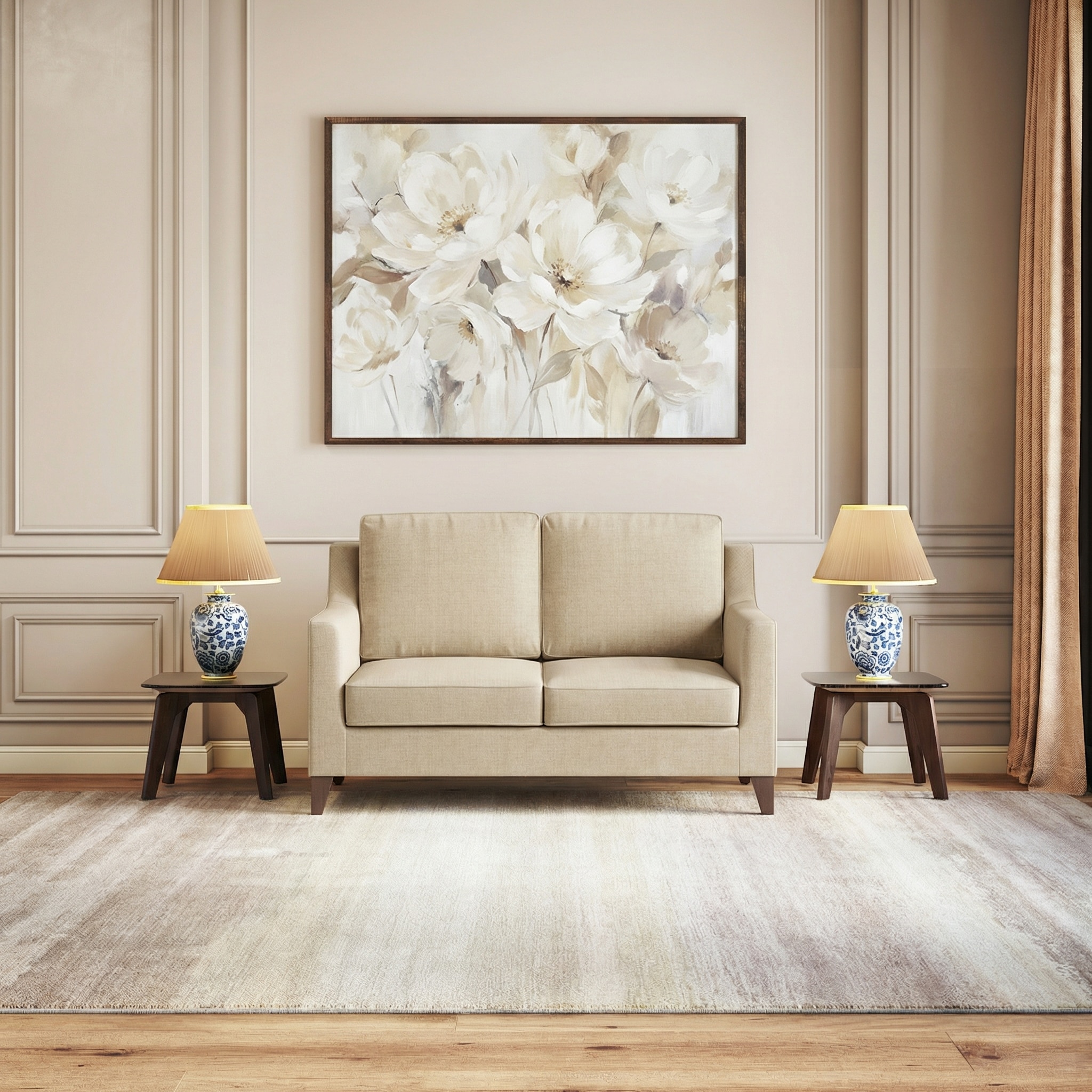 Abbey 2 Seater Fabric Sofa In Birch Beige Colour