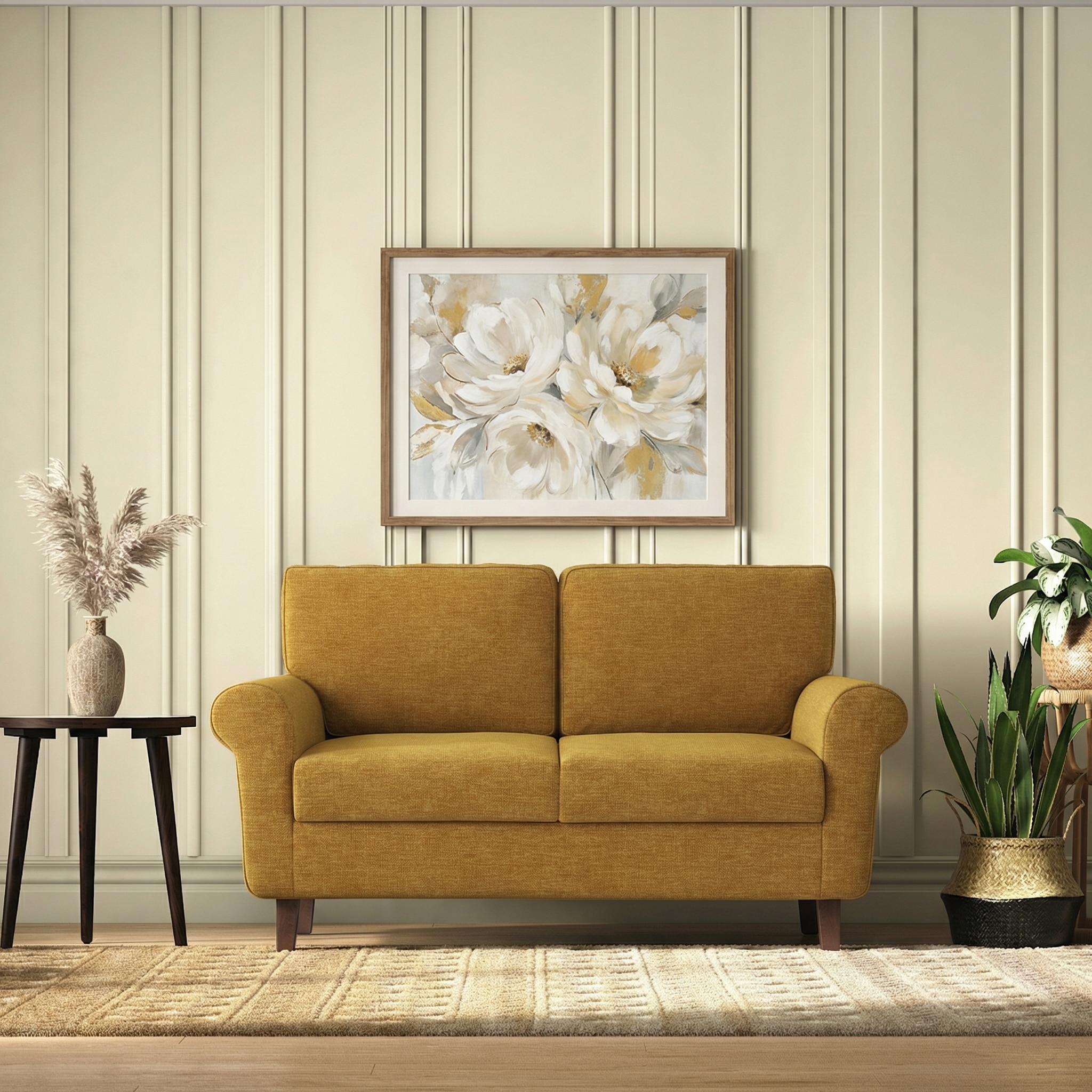 Oxford 2 Seater Fabric Sofa In Ochre Colour - Urban Ladder