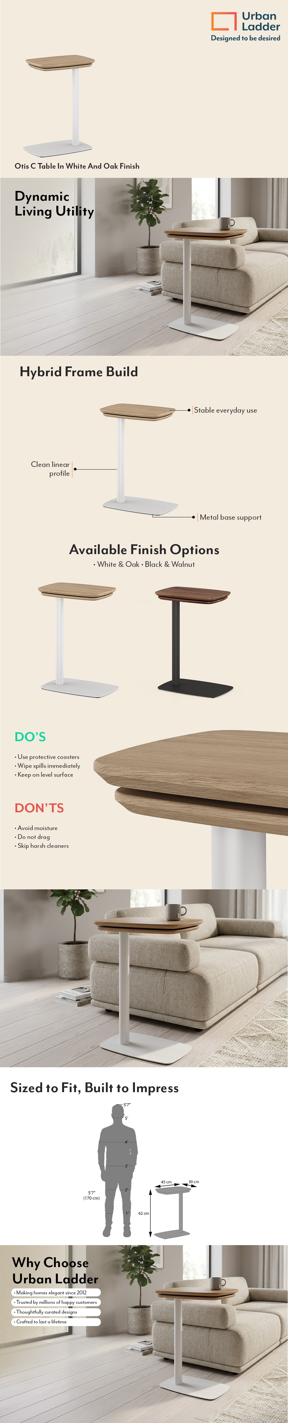 Otis C Table In White And Oak Finish