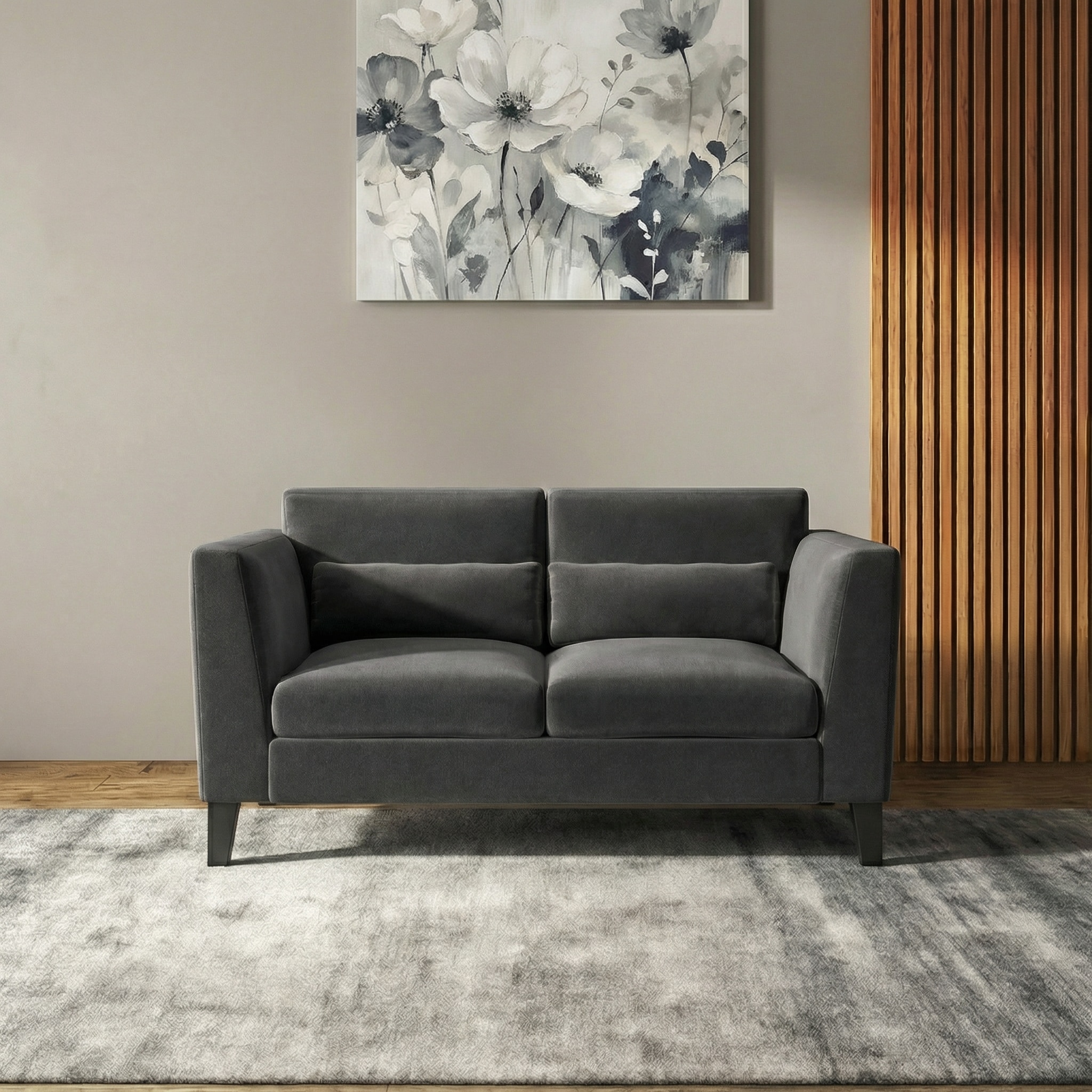Lewis 2 Seater Fabric Sofa in Pebble Grey Colour