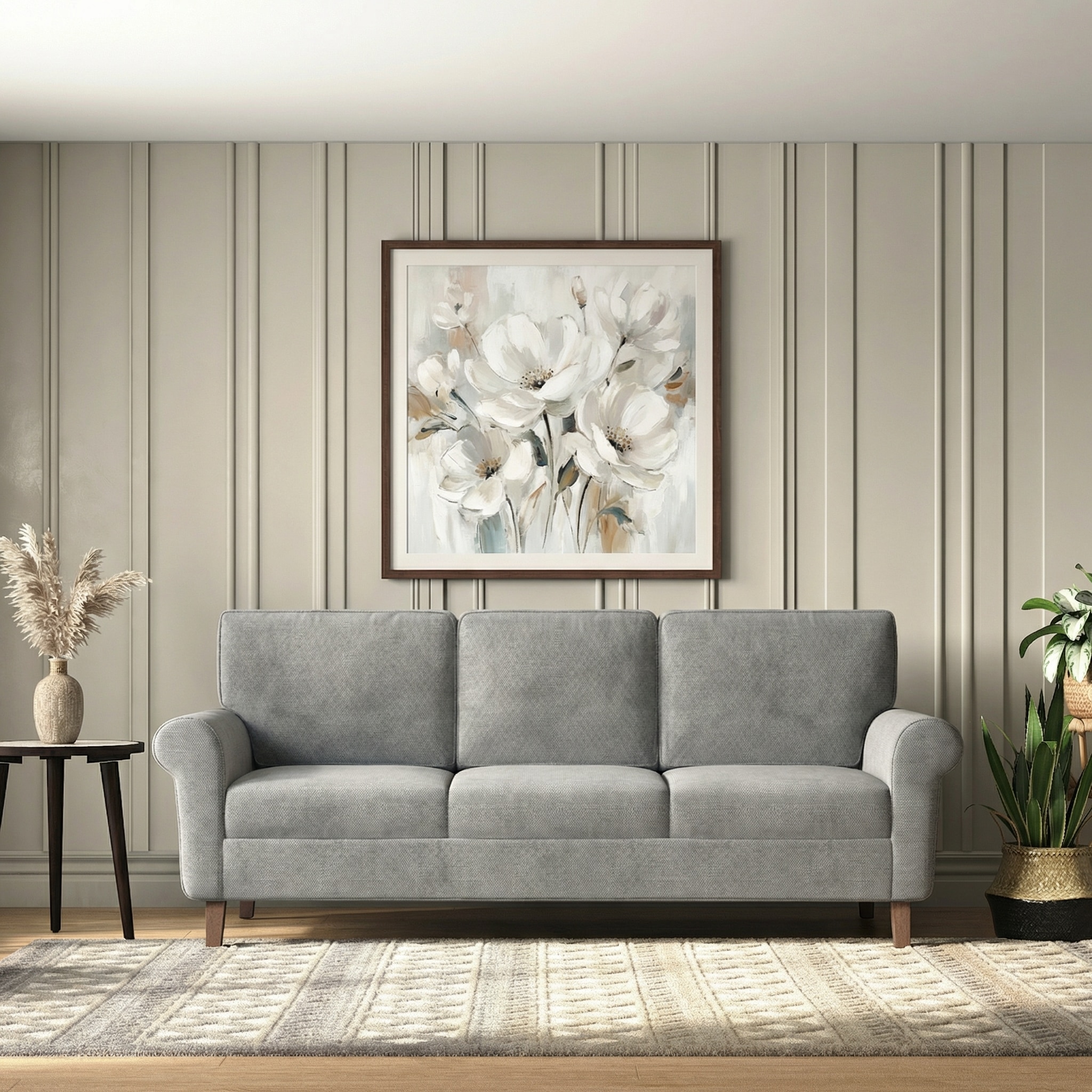 Oxford 3 Seater Fabric Sofa In Granite Weave Colour - Urban Ladder