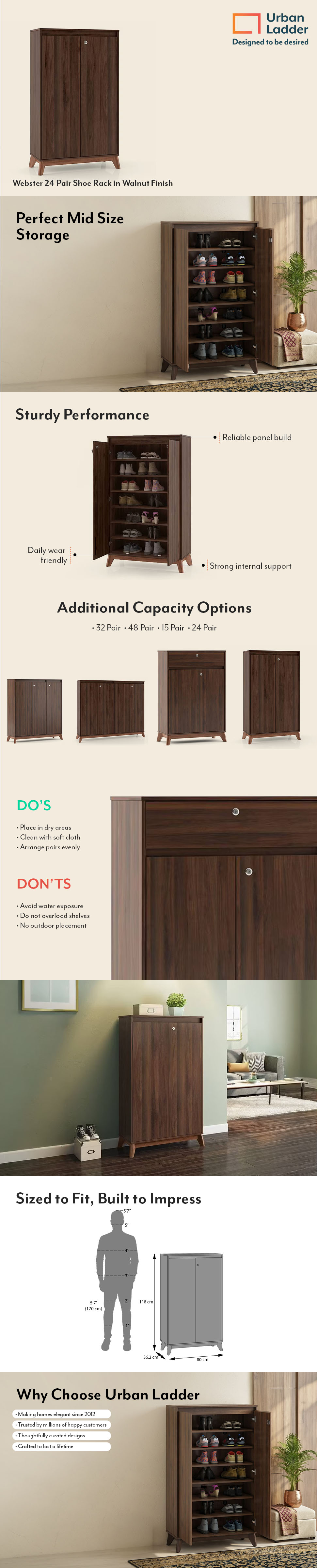 Webster 24 Pair Shoe Rack in Classic Walnut Finish