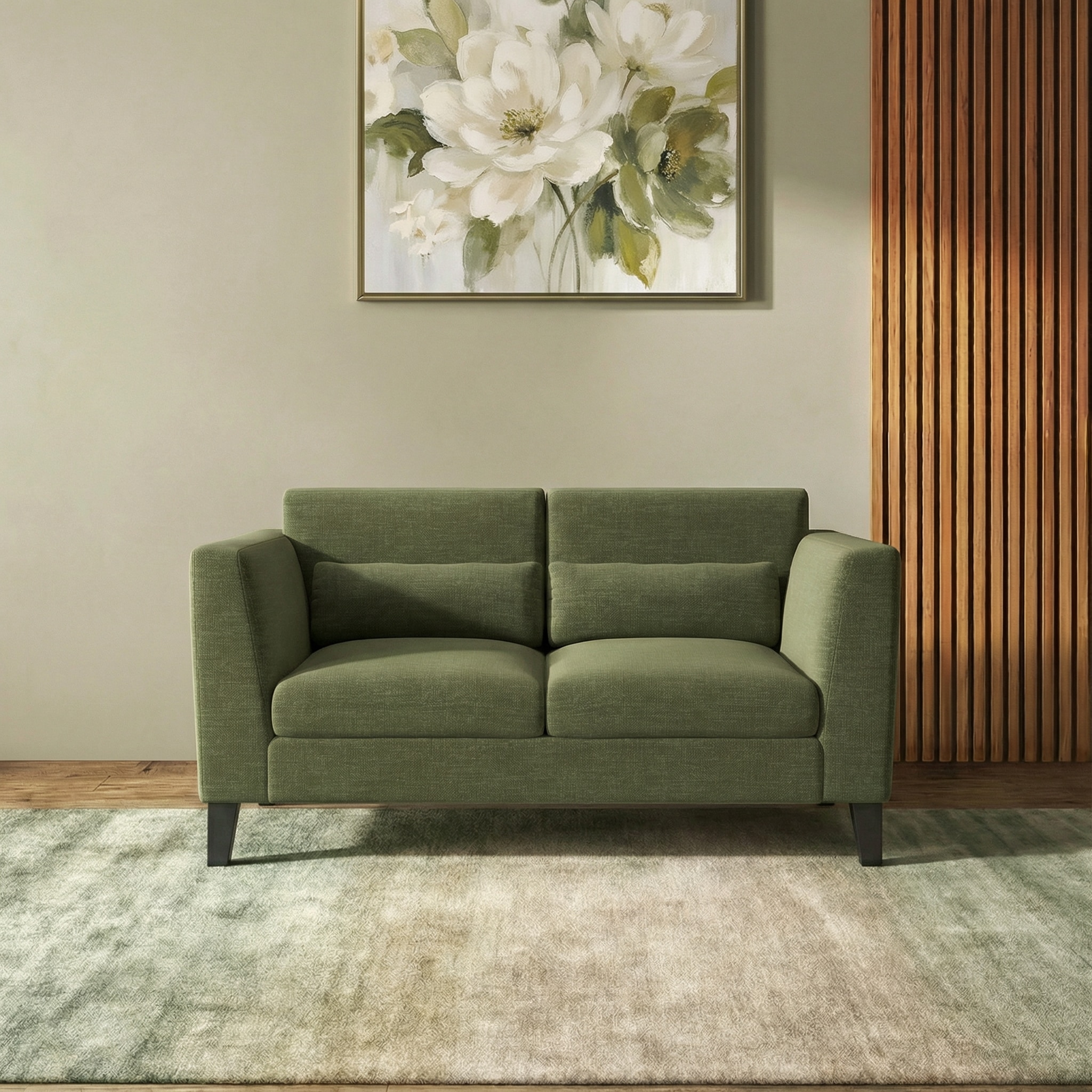 Lewis 2 Seater Fabric Sofa In Moss Green Colour