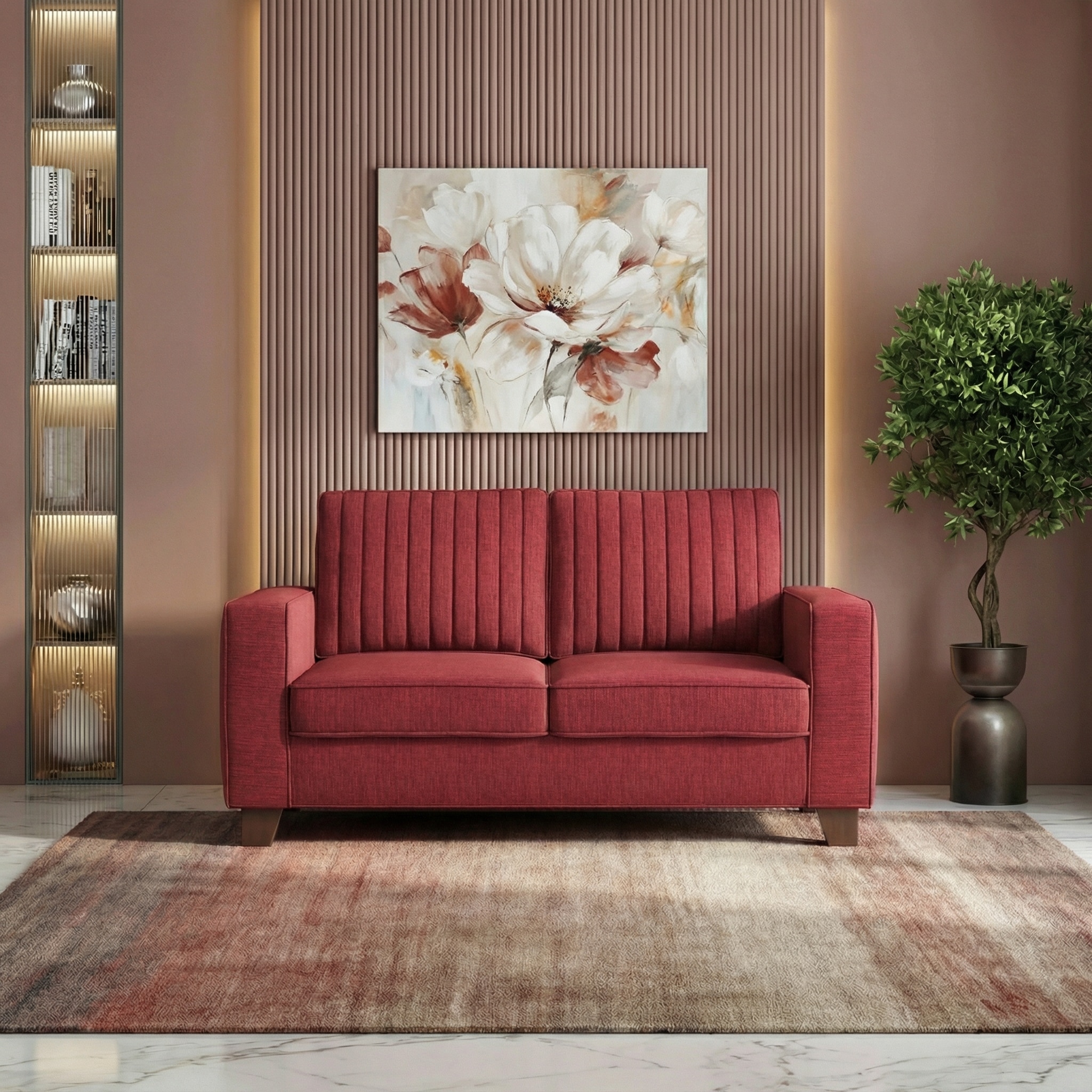 Apollo Neo 2 Seater Fabric Sofa In Salsa Red Colour