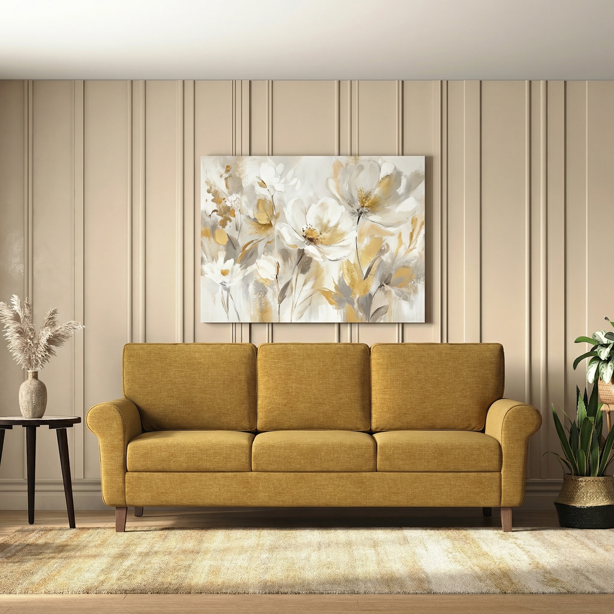 Oxford 3 Seater Fabric Sofa In Ochre Colour
