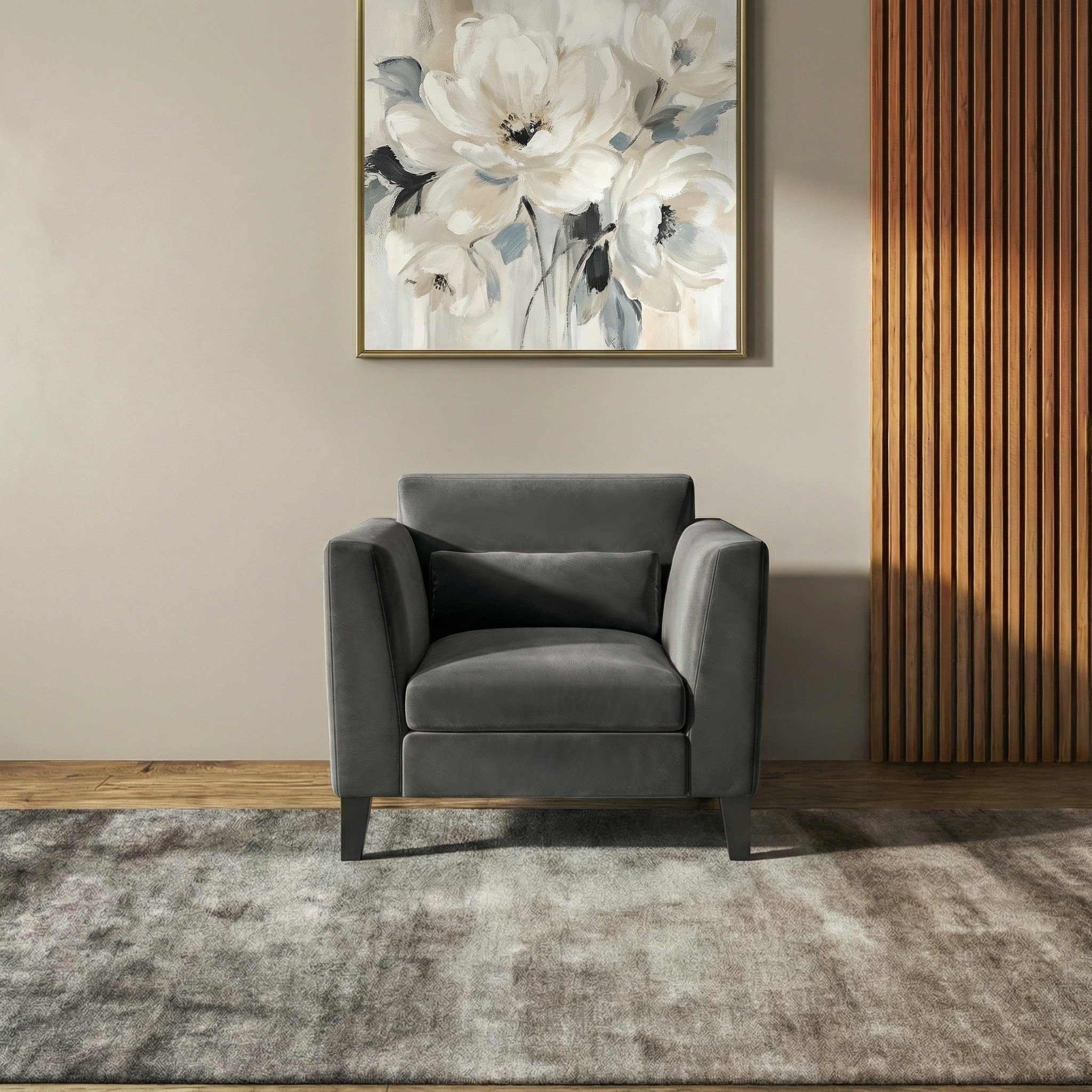 Lewis 1 Seater Fabric Sofa in Pebble Grey Colour