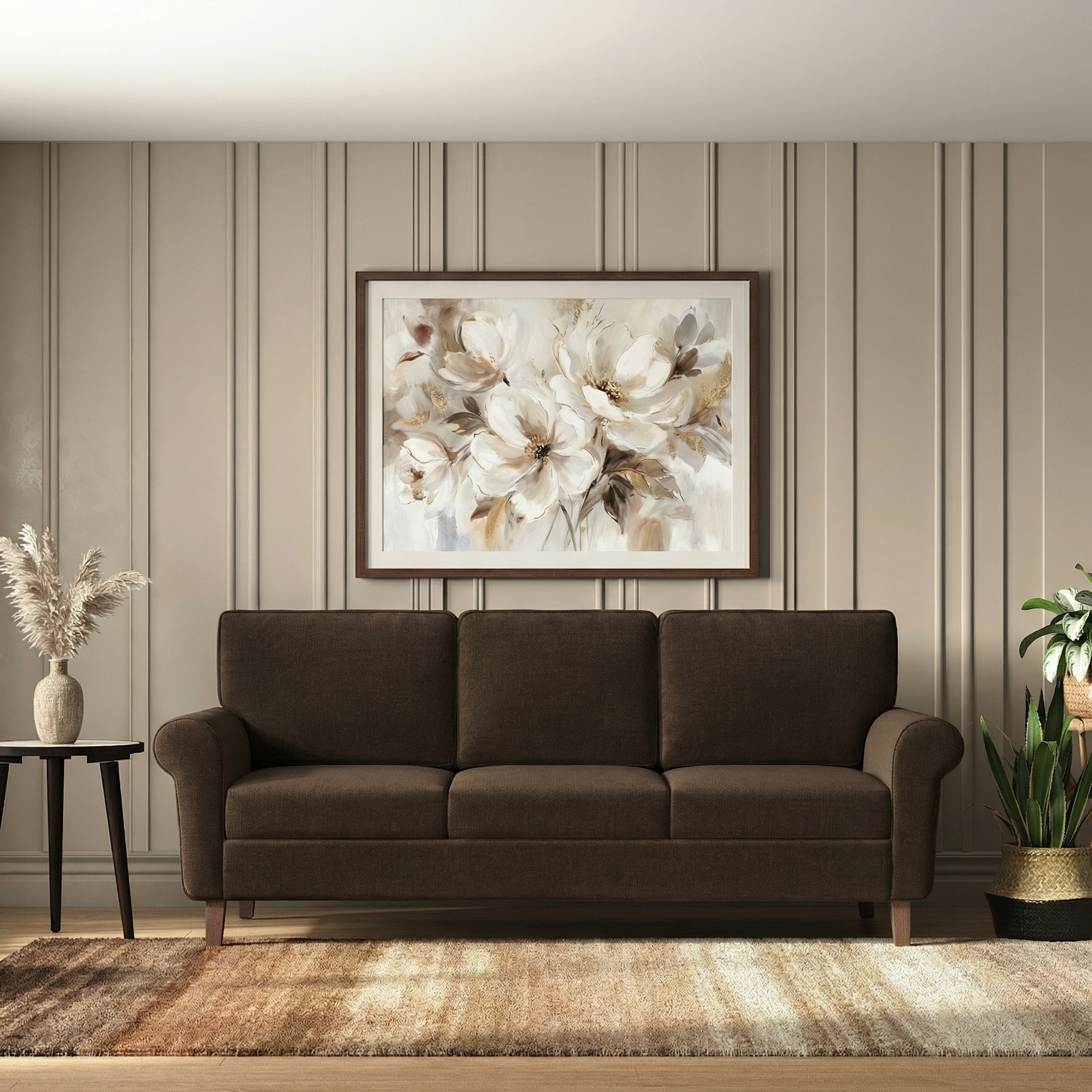 Oxford 3 Seater Fabric Sofa in Dark Earth Colour