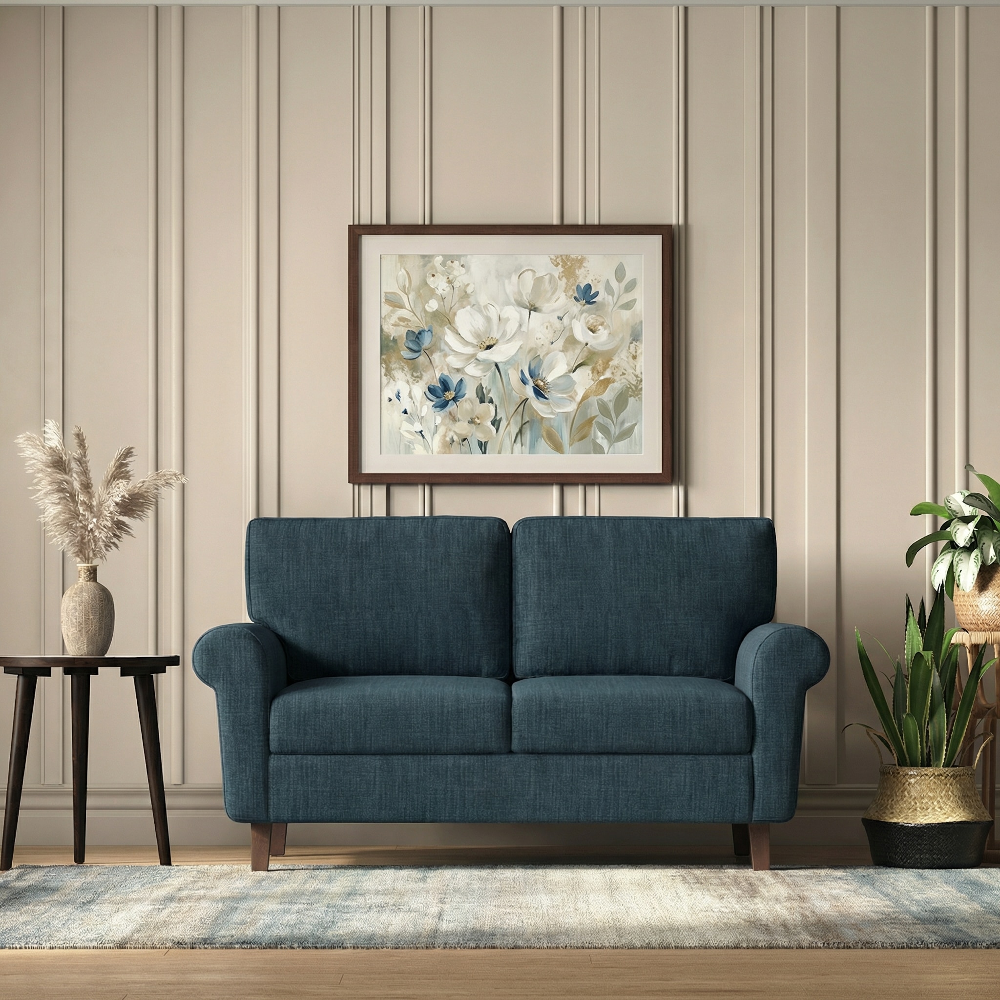 Oxford Sofa Set (Colour : Indigo Blue, Cushion : Soft, Seater : 2+1+1)