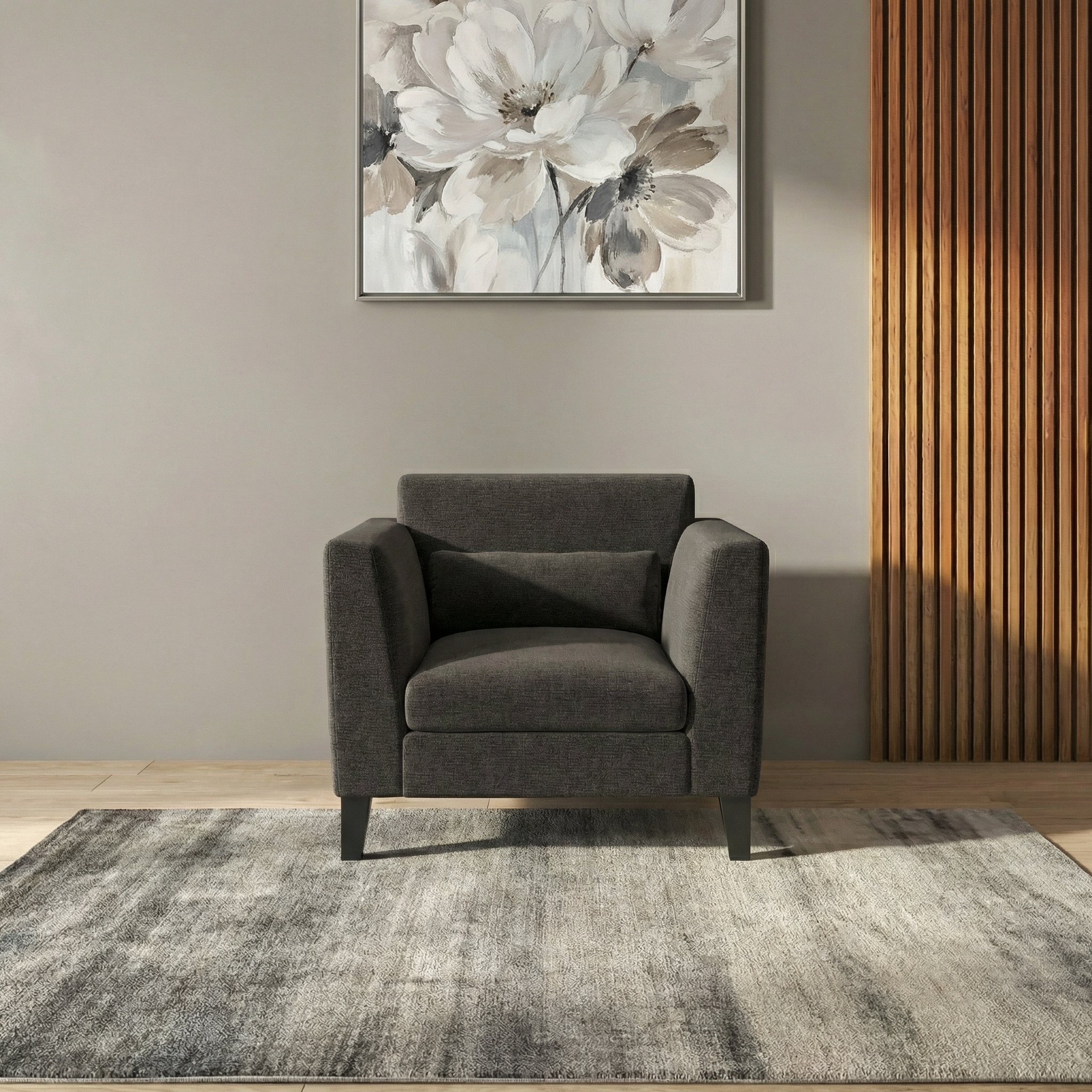 Lewis 1 Seater Fabric Sofa in Smoke Colour