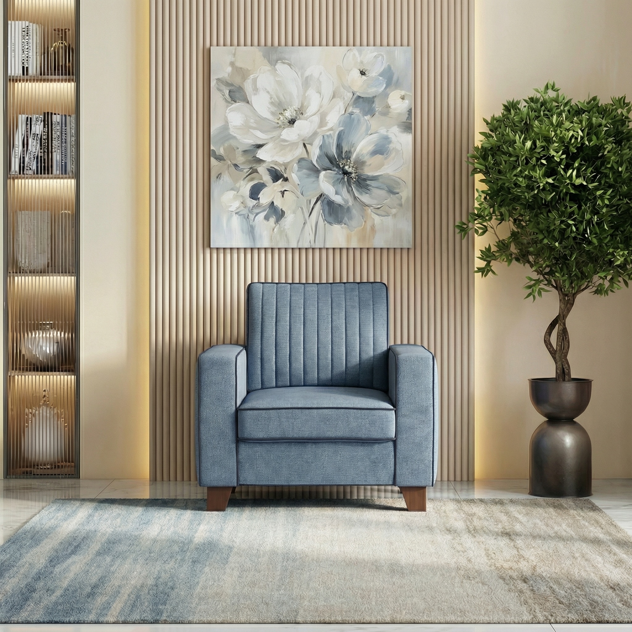 Apollo Neo Sofa (Colour : Ocean Weave, Seating Capacity : 1 Seater, Cushion Type : Soft, Back Height : Regular Back)