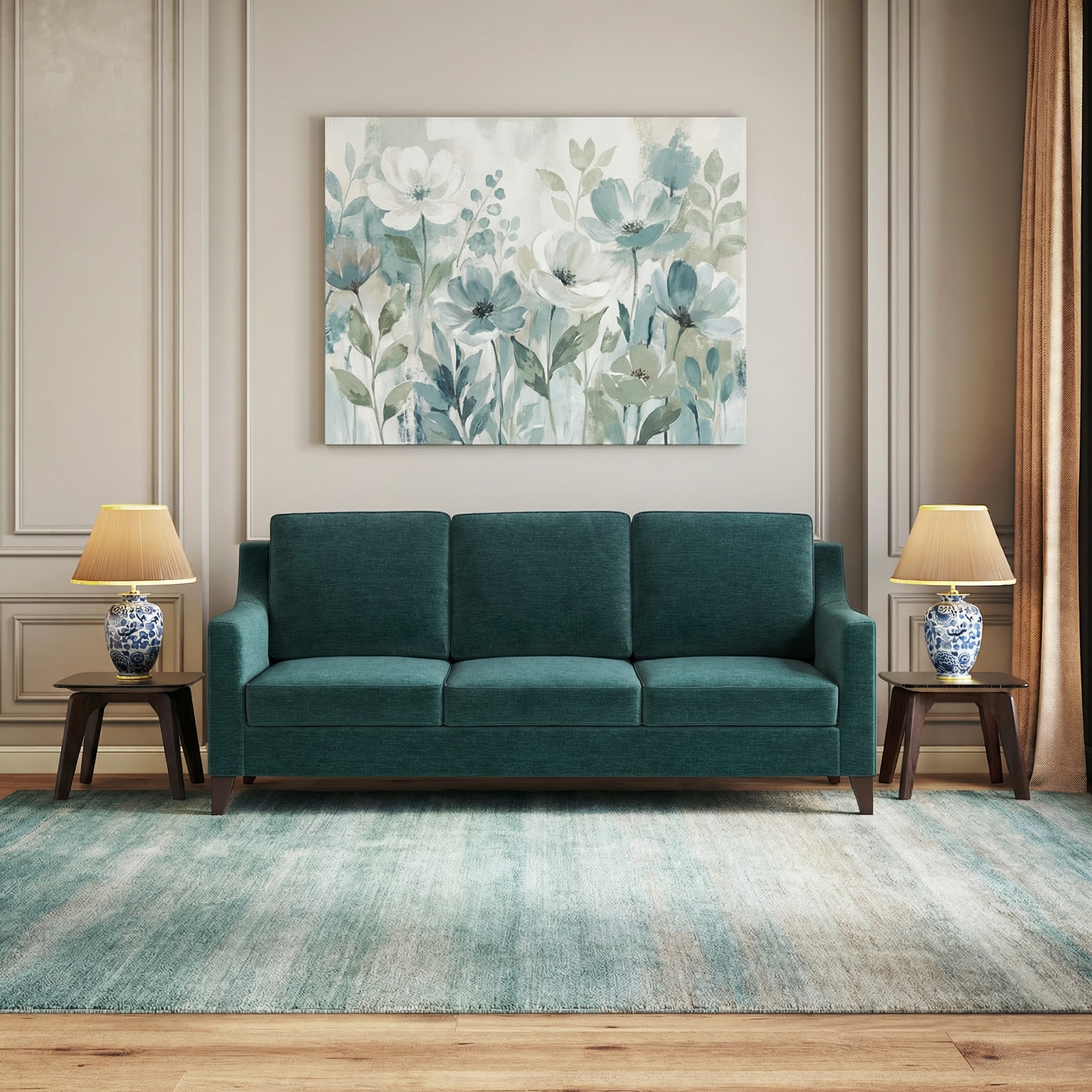 Abbey Sofa Set (Colour : Malibu, Cushion : Soft, Seater : 3+1+1)