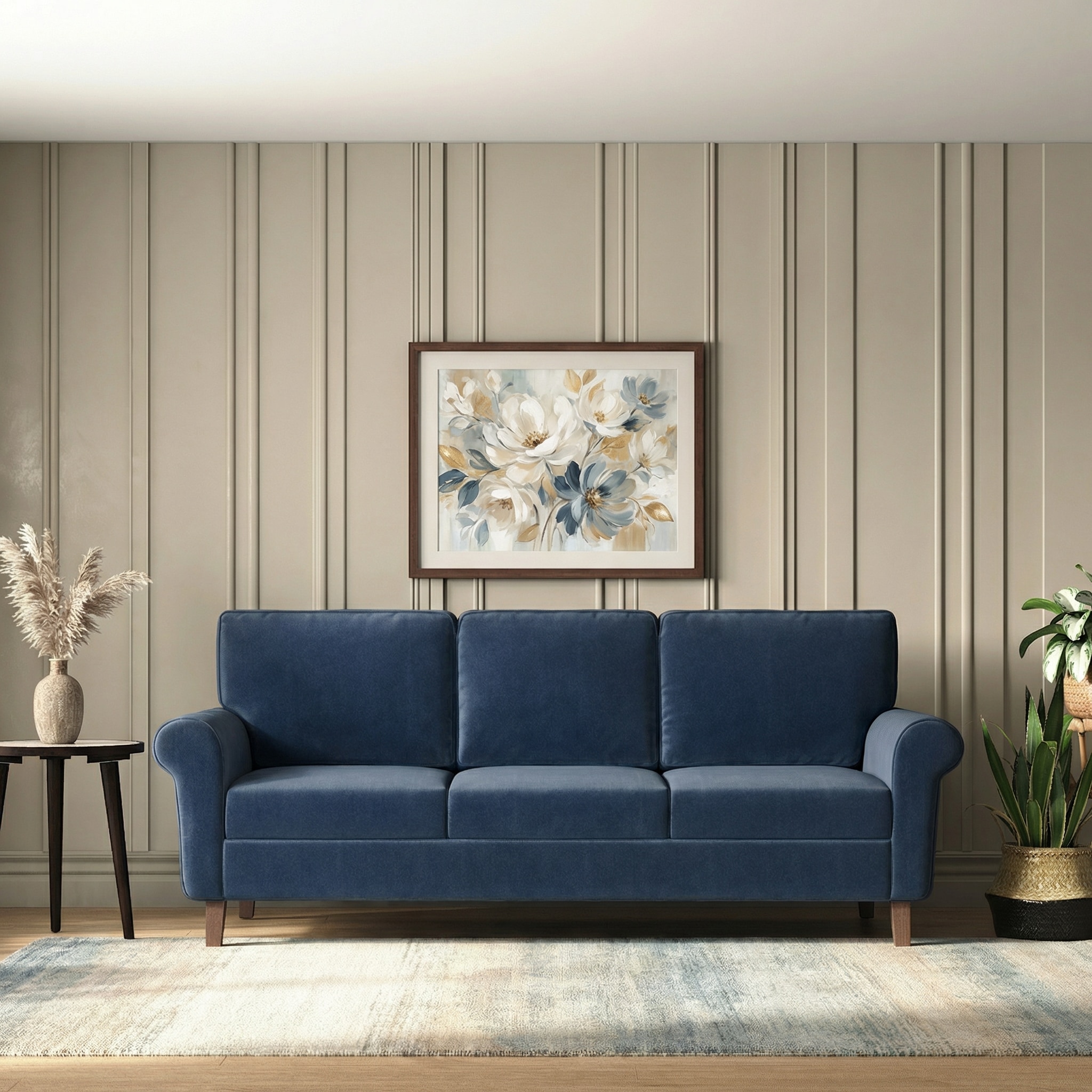 Oxford 3 Seater Fabric Sofa in Lapis Blue Colour