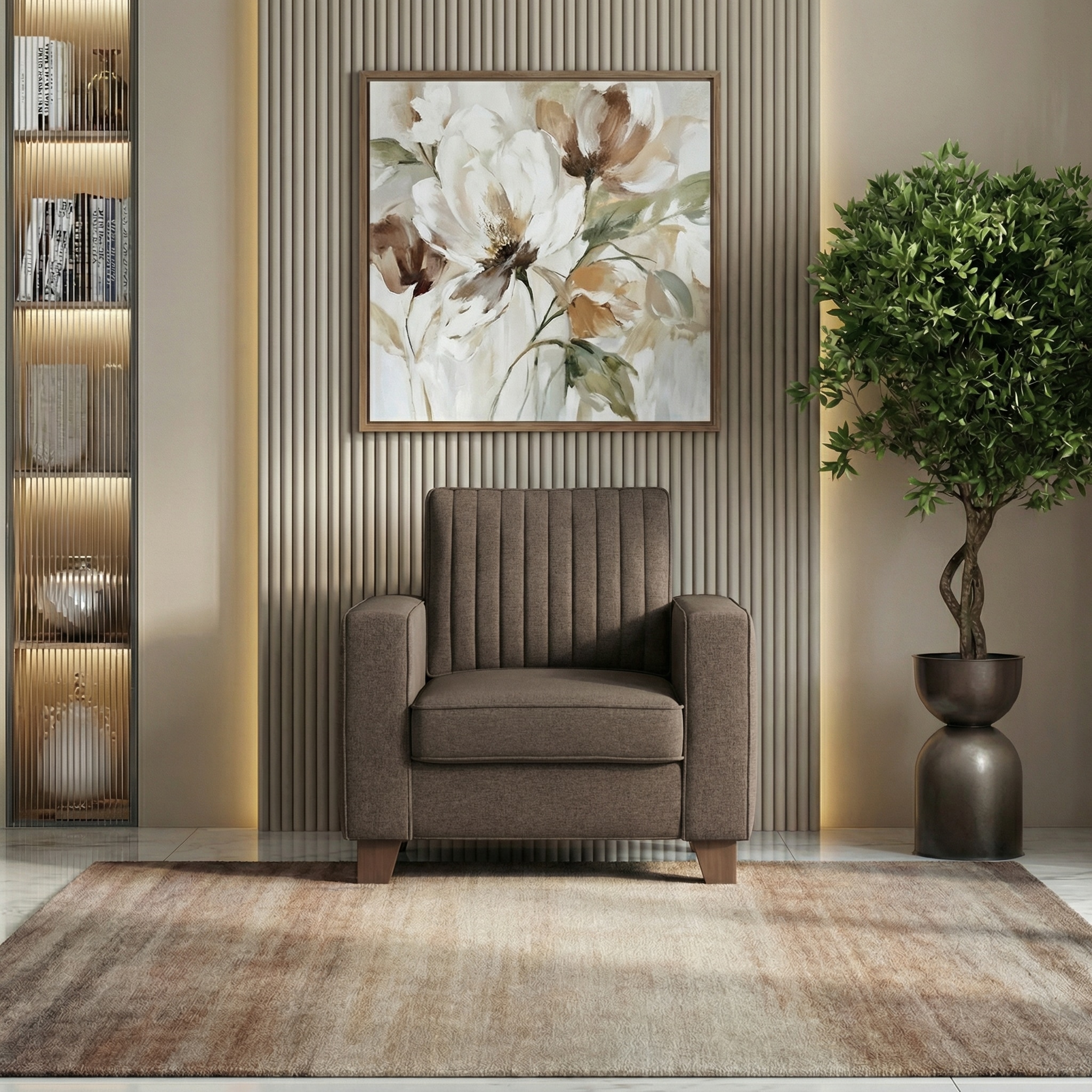 Apollo Neo 1 Seater Fabric Sofa in Daschund Brown Colour (Back Height : Regular, Cushion Type : Soft)