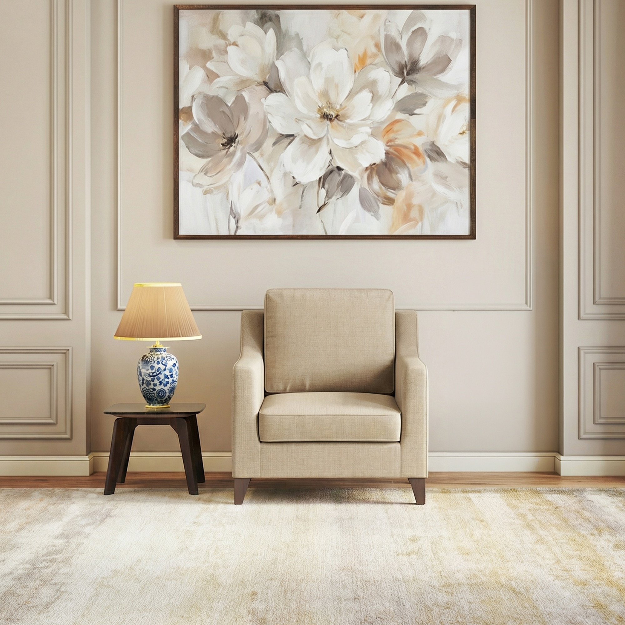 Abbey 1 Seater Fabric Sofa In Birch Beige Colour