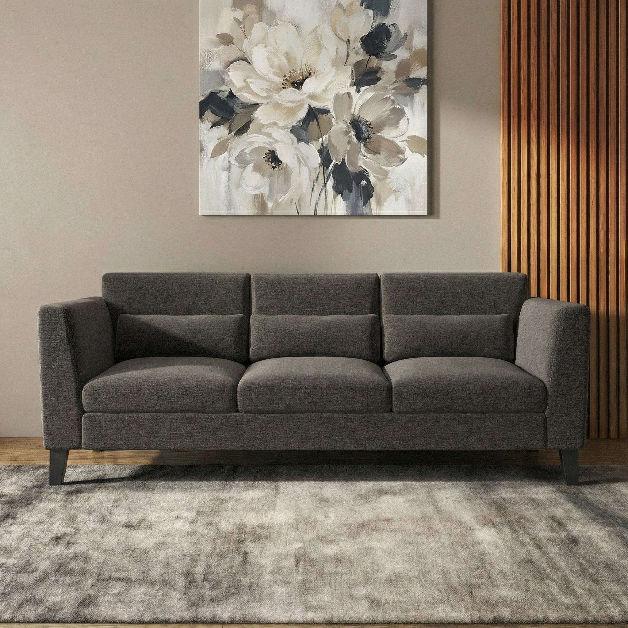 Lewis 3 Seater Fabric Sofa in Smoke Colour