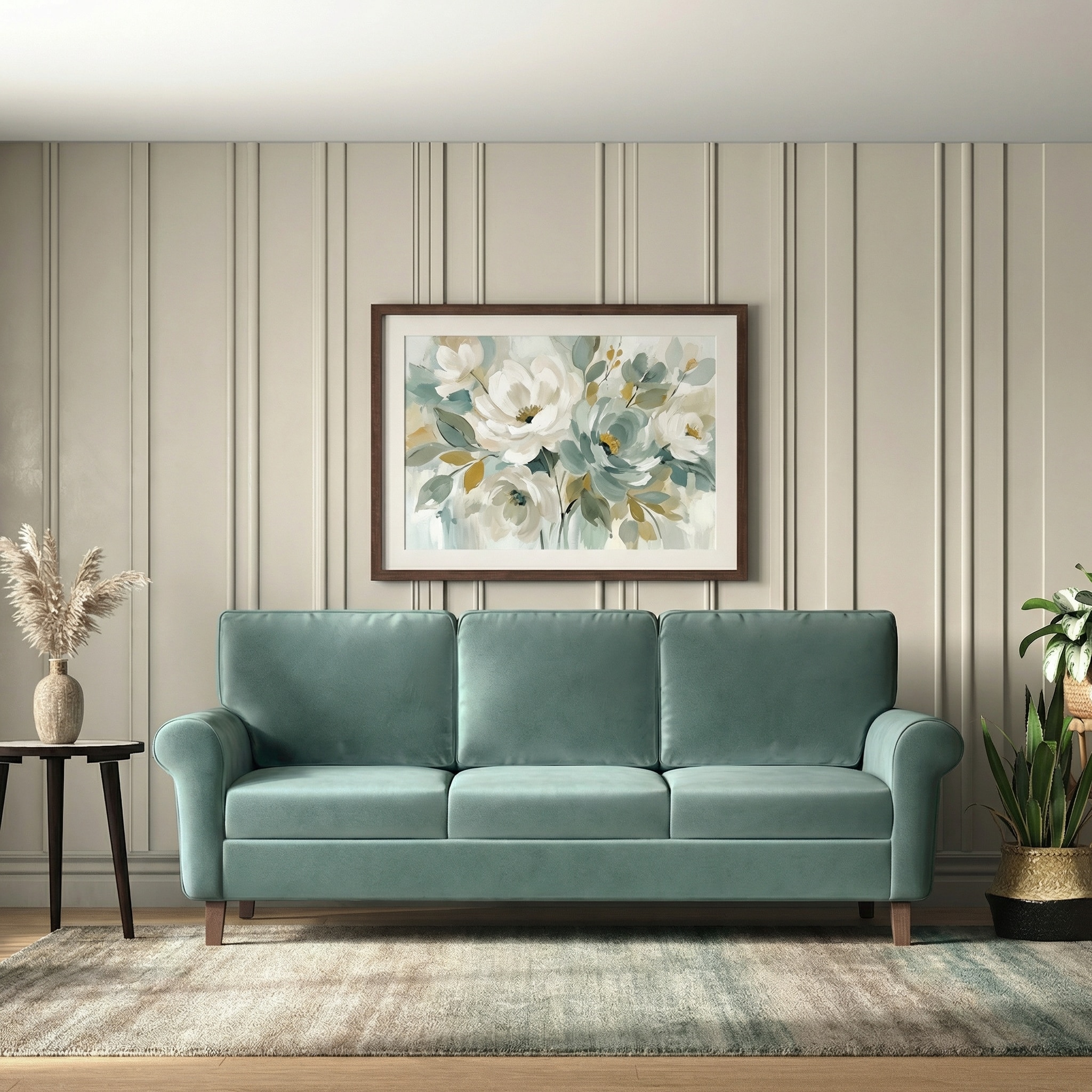 Oxford 3 Seater Fabric Sofa in Dusty Turquoise Velvet Colour