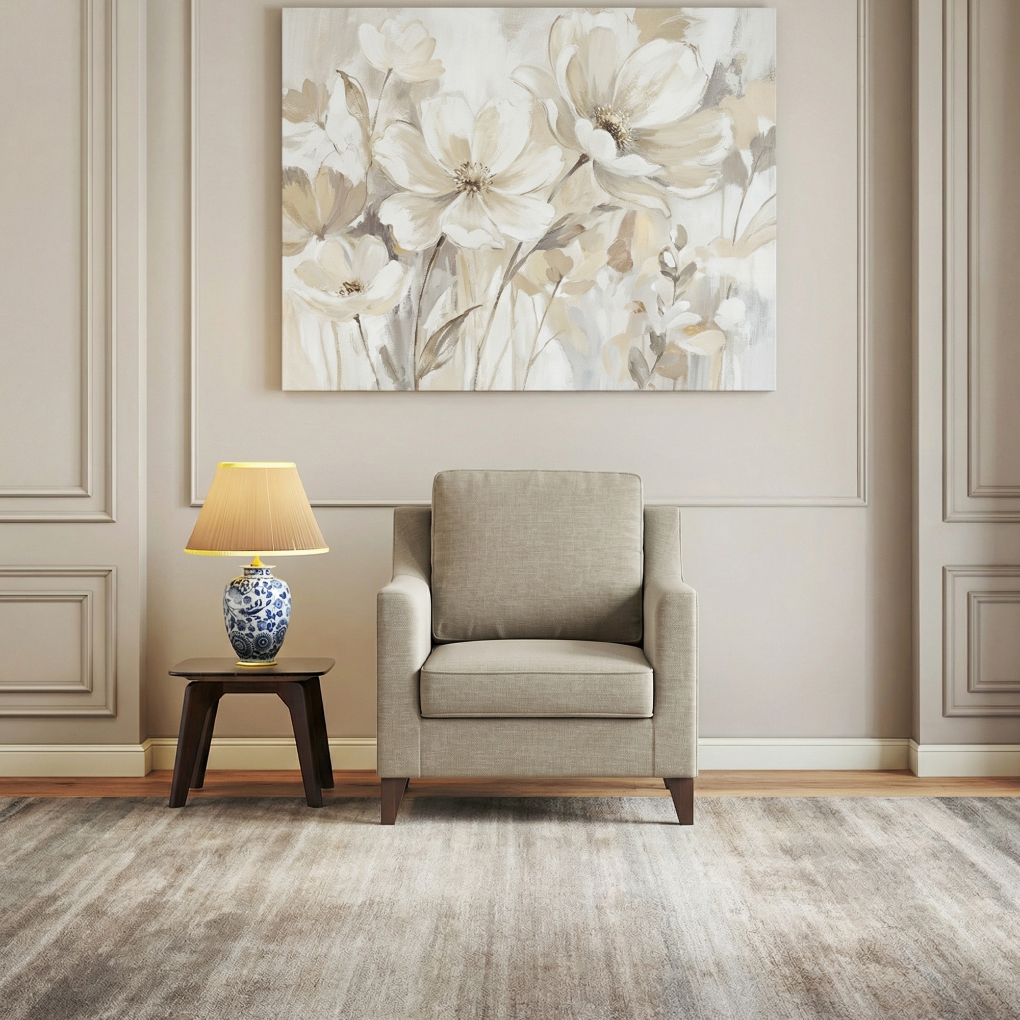 Abbey 1 Seater Fabric Sofa In Oyster Beige Colour