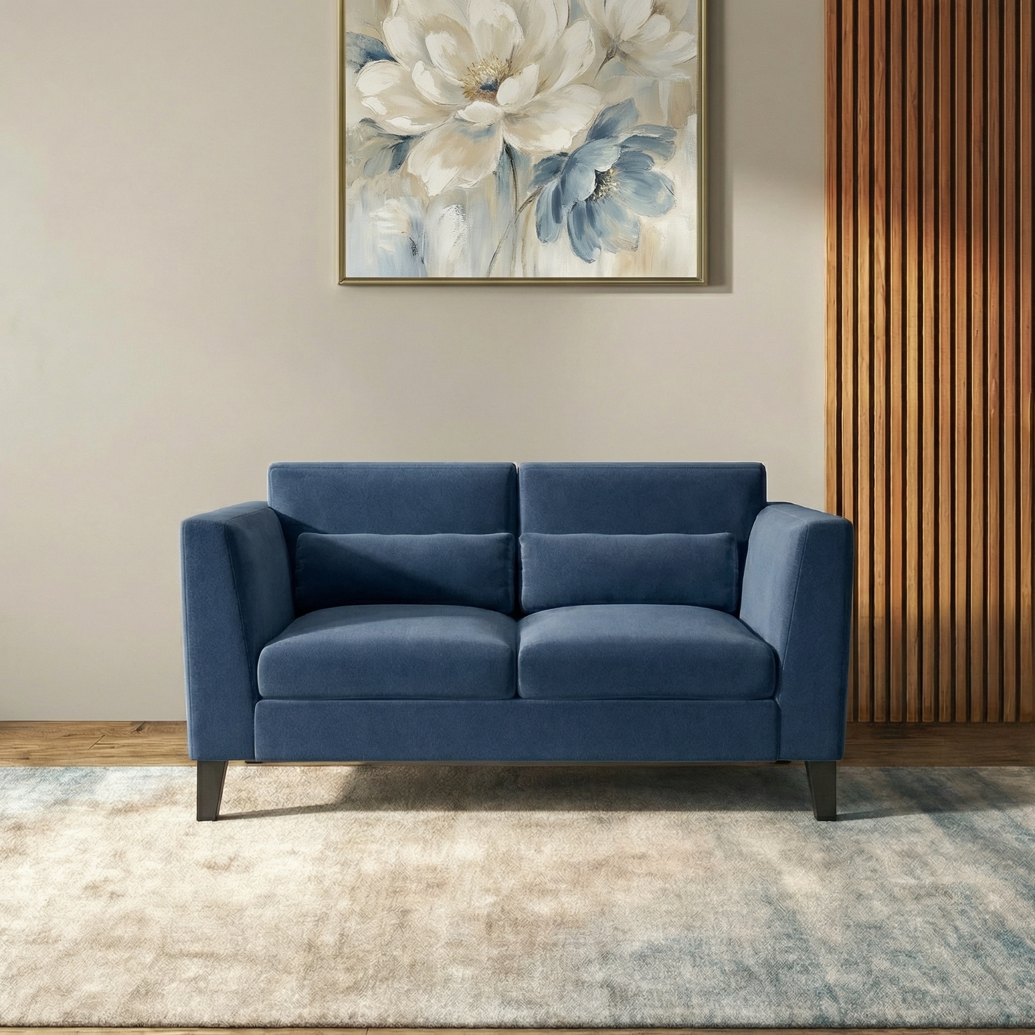 Lewis 2 Seater Fabric Sofa in Lapis Blue Colour